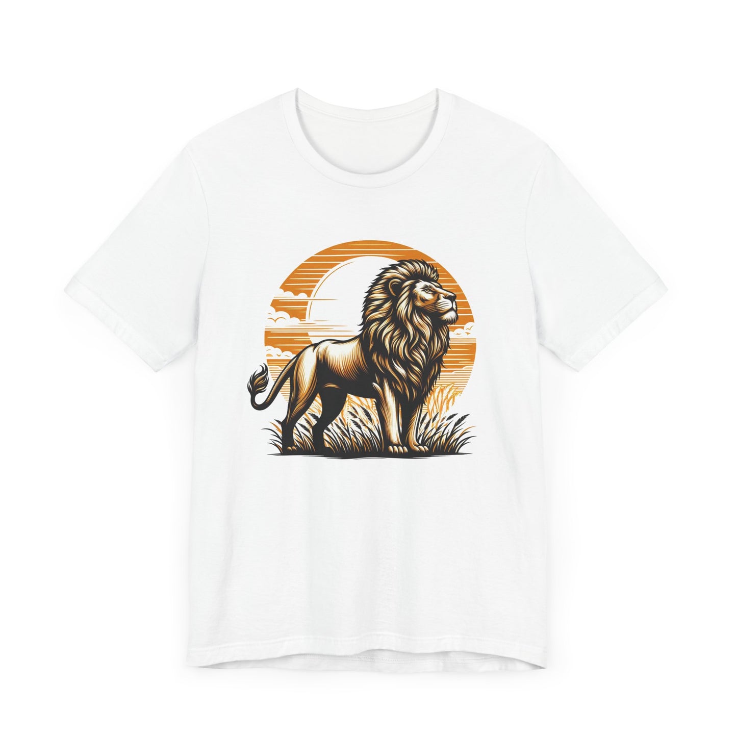 King of the Wild Majestic Male Lion Watching Territory with Sunrise Graphic T-Shirt