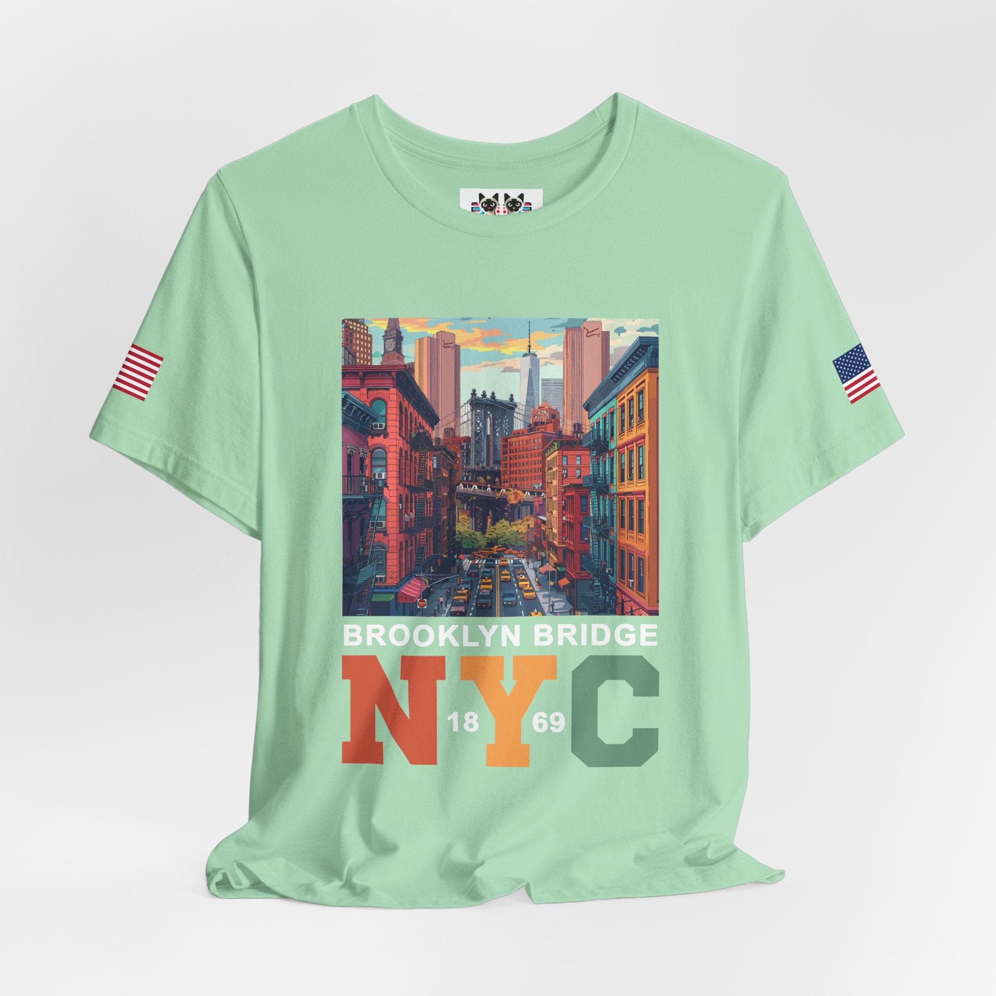 Brooklyn Bridge NYC T-Shirt - Vintage Street Scene Manhattan Bridge 1869 New York