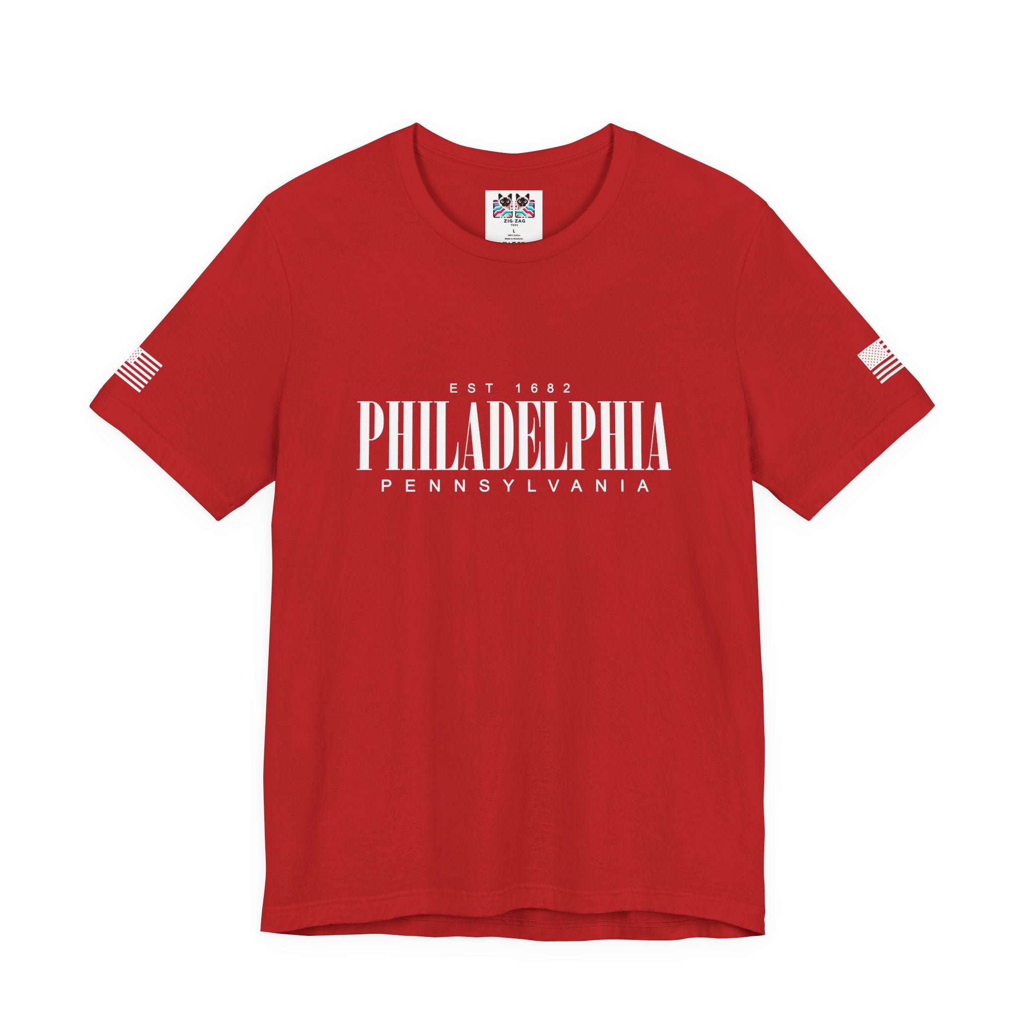 Philadelphia Pennsylvania EST 1682 T-Shirt – Bold Clean Serif Typography Graphic Tee