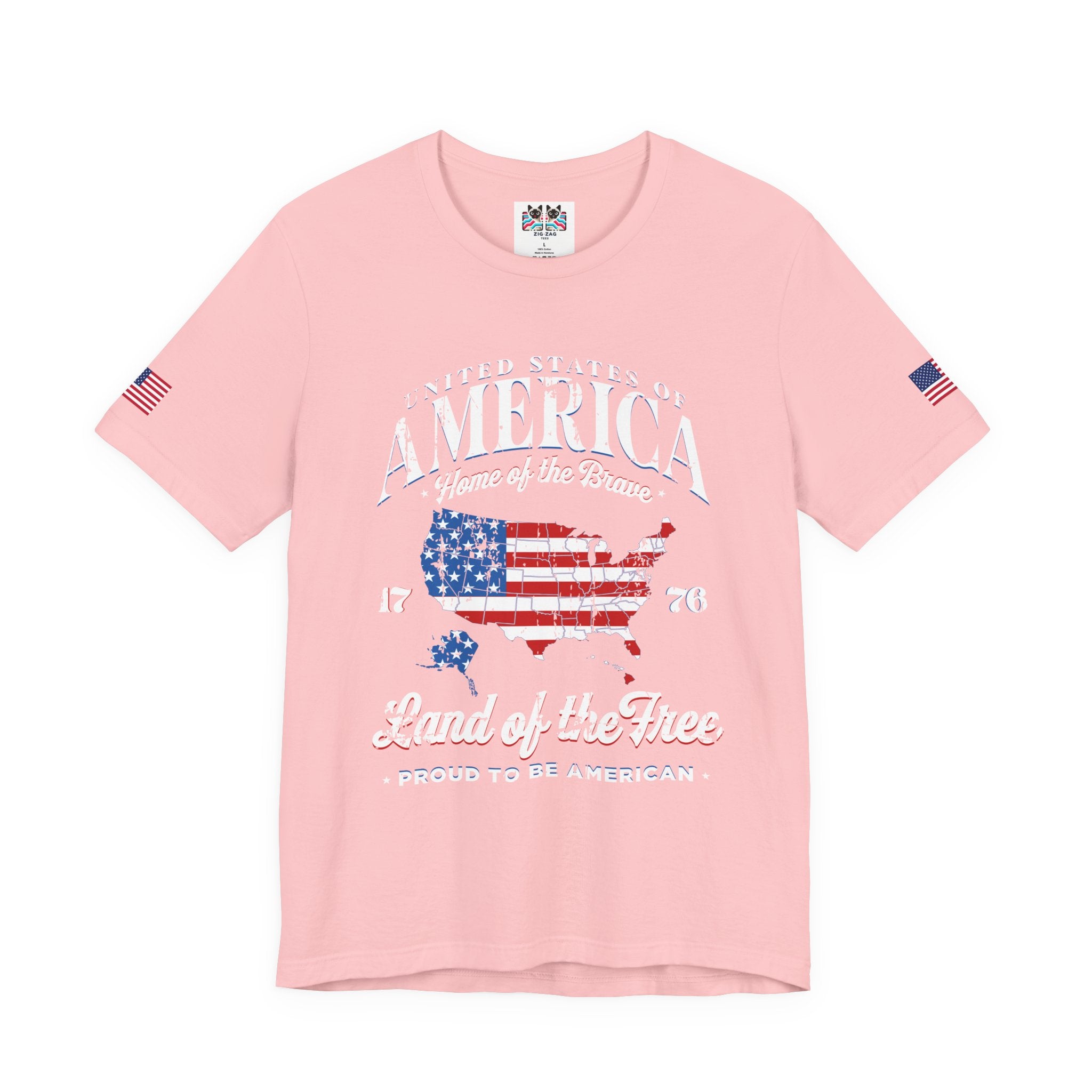 America Home of the Brave T-Shirt – USA Map 1776 Vintage Patriotic Graphic Tee