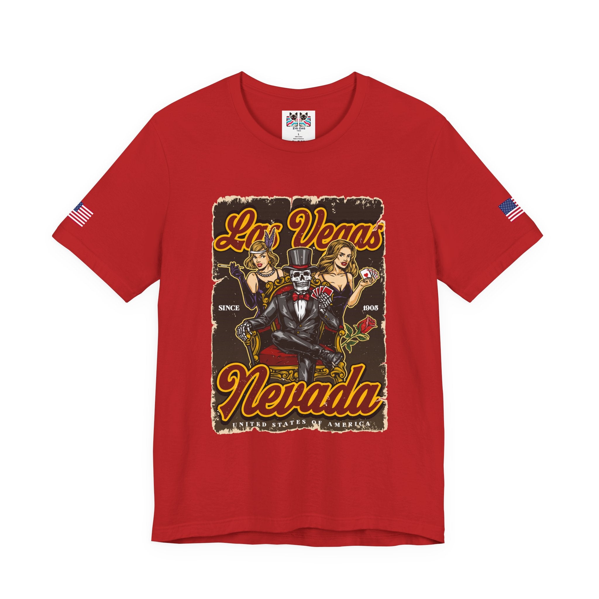 Las Vegas Nevada Since 1905 Vintage T-Shirt – Skeleton Showgirls Retro Casino Poster Tee