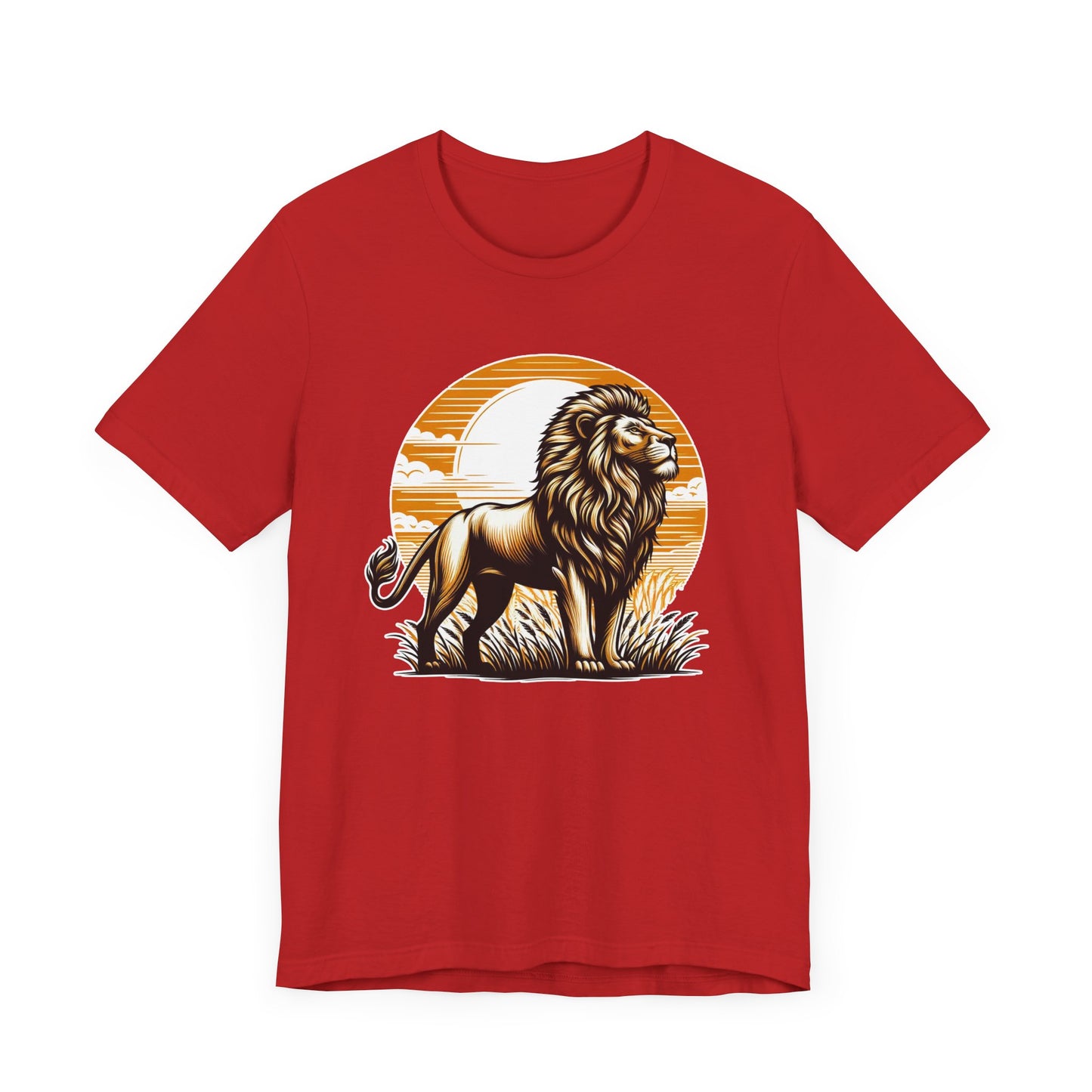 King of the Wild Majestic Male Lion Watching Territory with Sunrise Graphic T-Shirt
