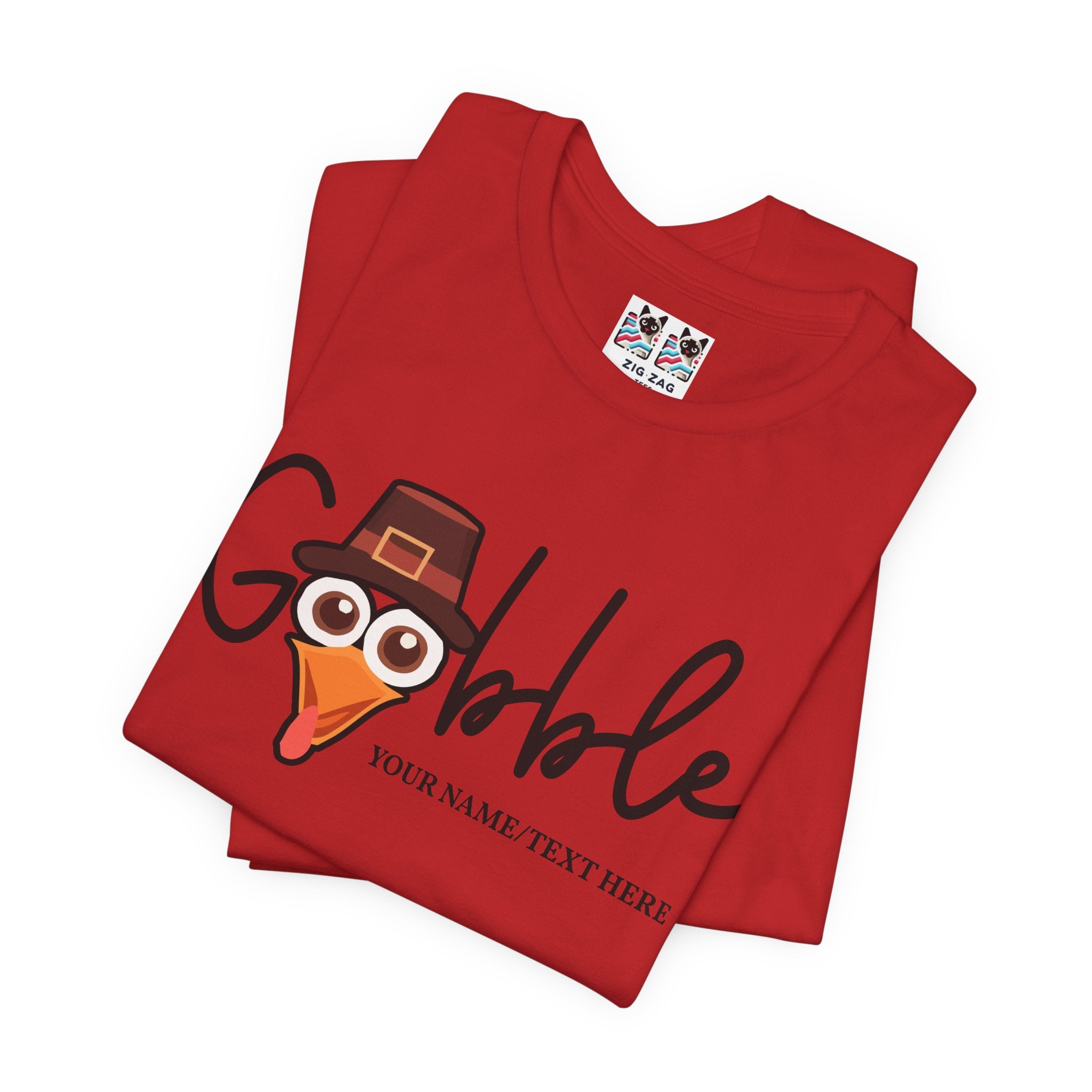 Custom T-Shirt - Gobble Turkey Head Cursive T-Shirt