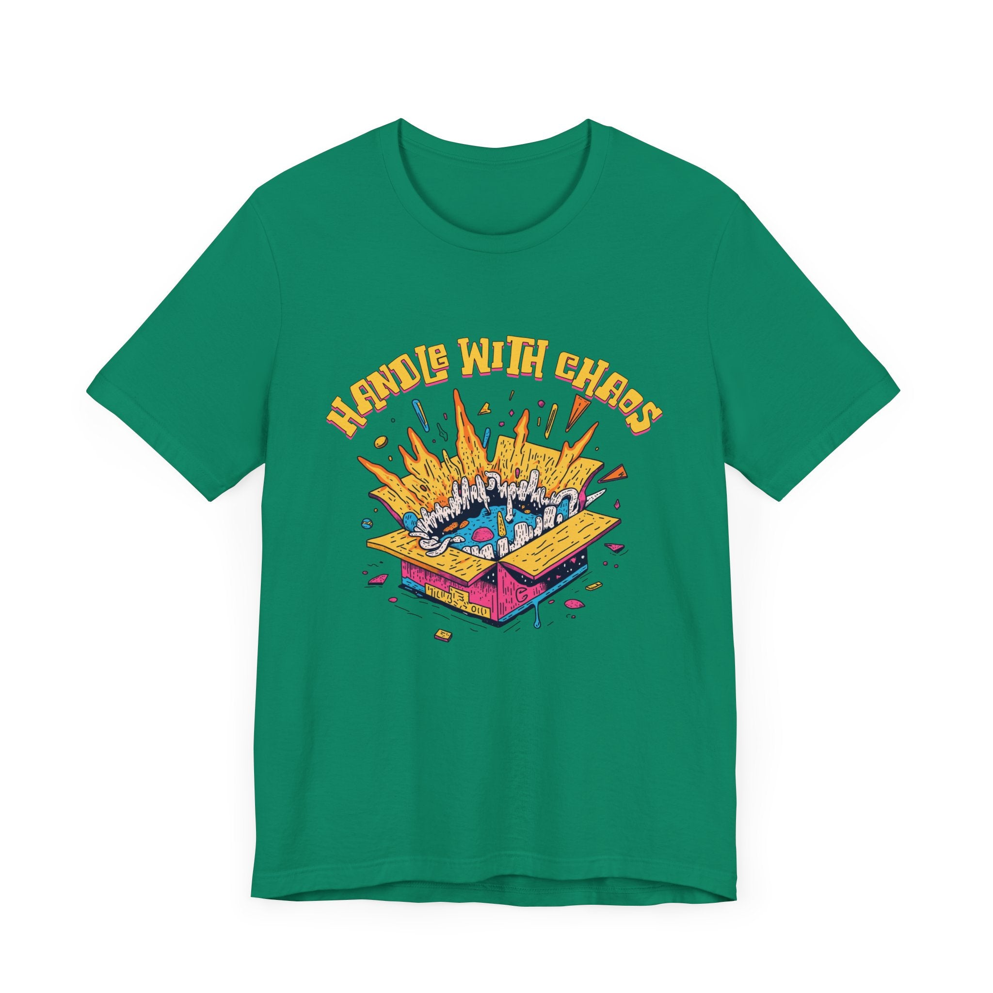 Handle With Chaos – Vibrant Colorful Box Embracing life’s Wild Moments Graphic T-Shirt