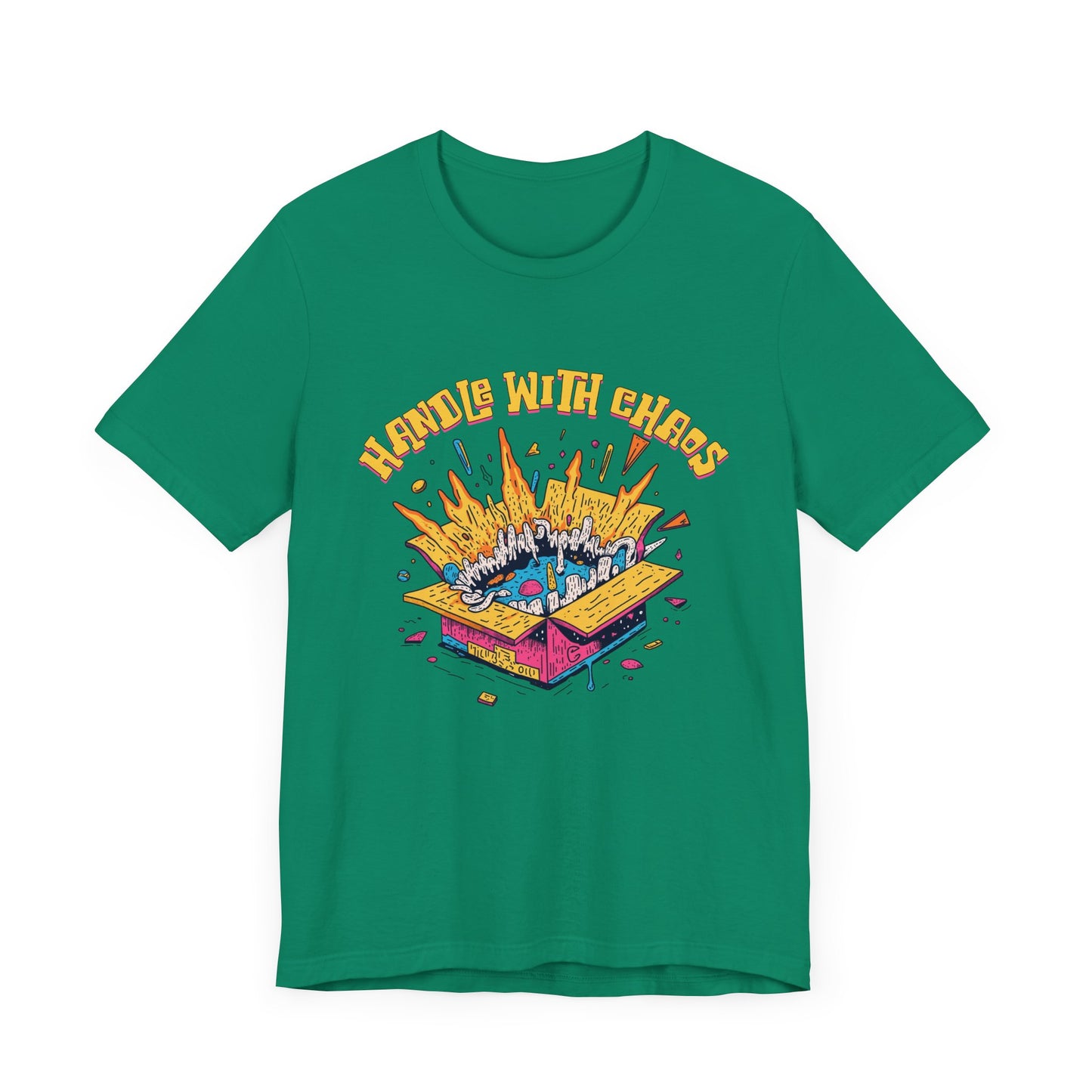 Handle With Chaos – Vibrant Colorful Box Embracing life’s Wild Moments Graphic T-Shirt