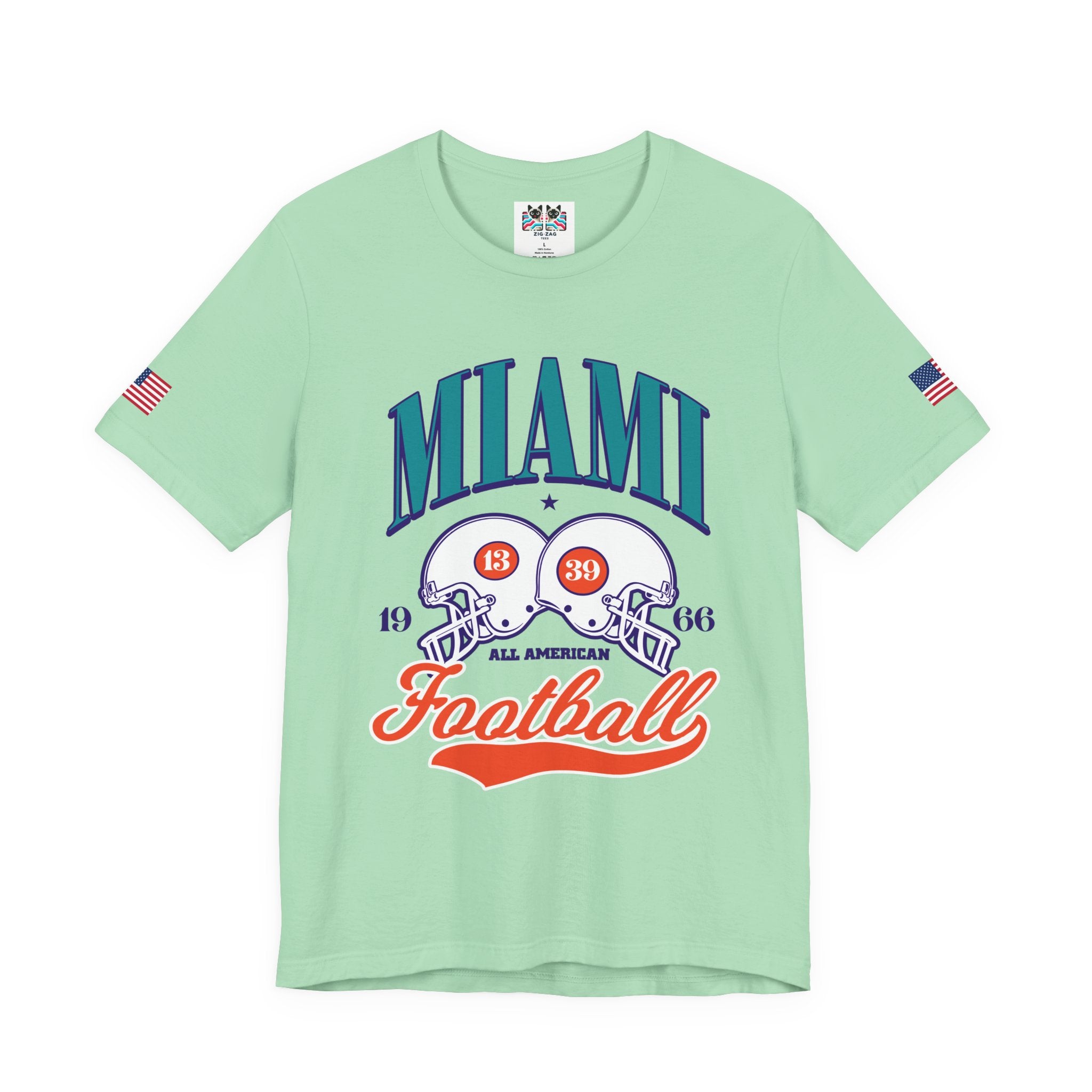 Miami All American Football T-Shirt – Vintage 1966 Helmets Collegiate Graphic Tee
