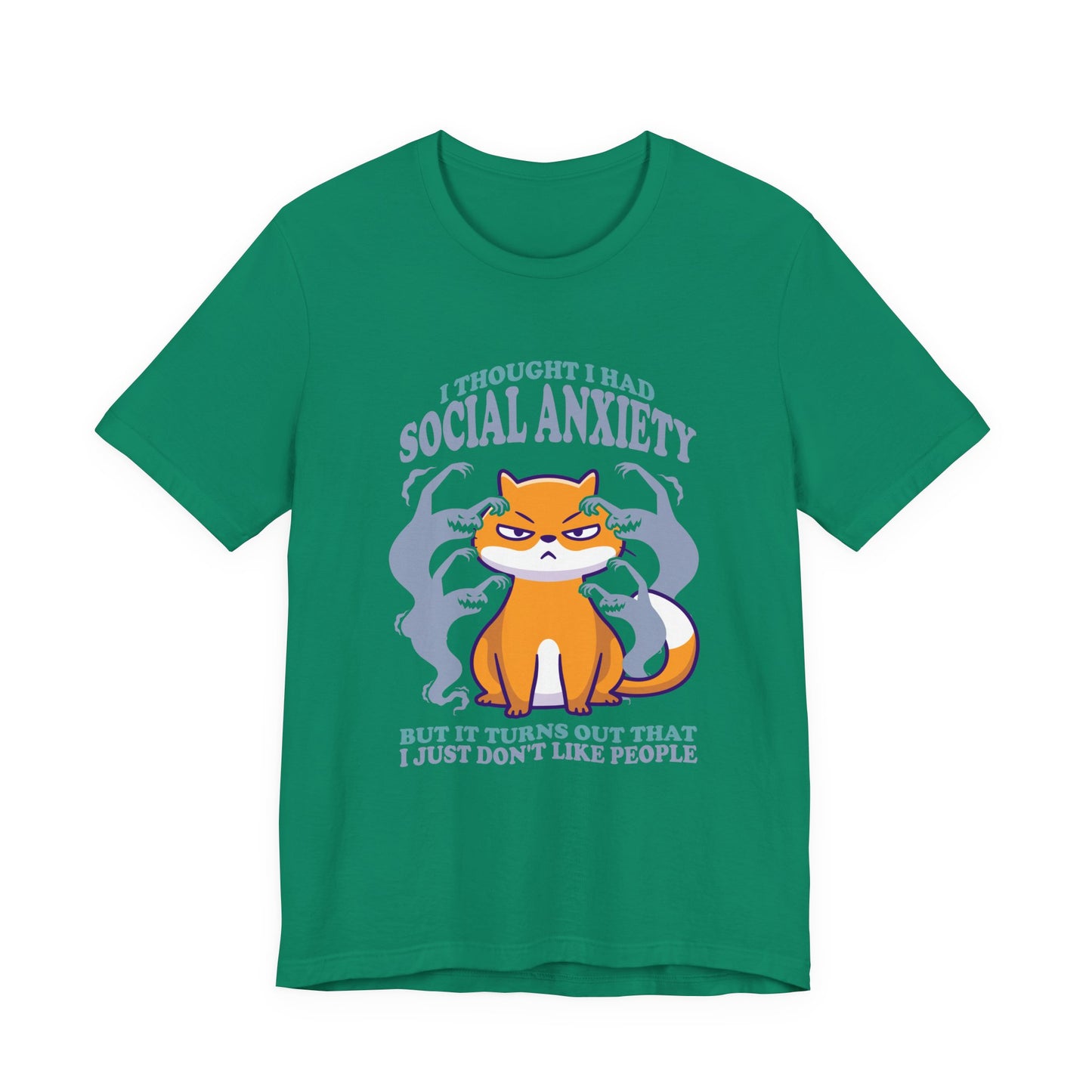 I Thought I Had Social Anxiety Cat T-Shirt – Introvert Humor Cat & Ghosts Graphic Tee