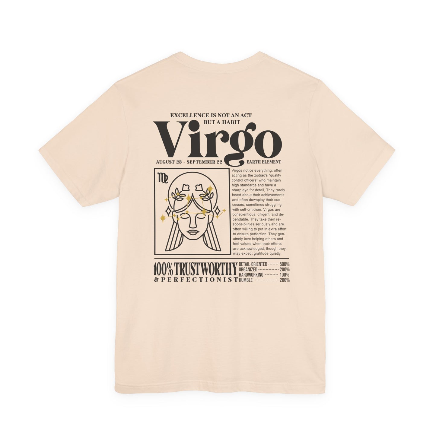 Virgo Lady Zodiac T-Shirt – Excellence Is Not an Act but a Habit