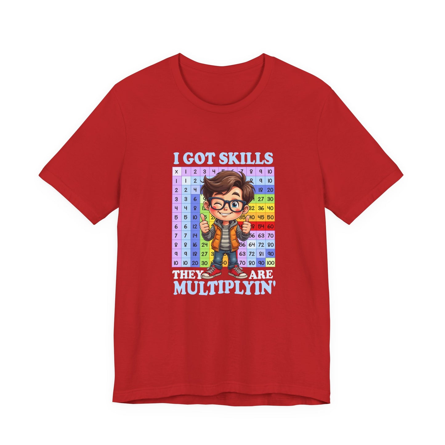 I Got Skills and They Are Multiplying Tshirt – Happy Boy with Thumbs Up & Numbers 1 to 100