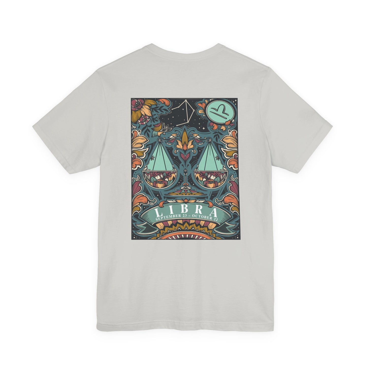 Libra Constellation & Floral Zodiac T-Shirt – September 23 to October 22