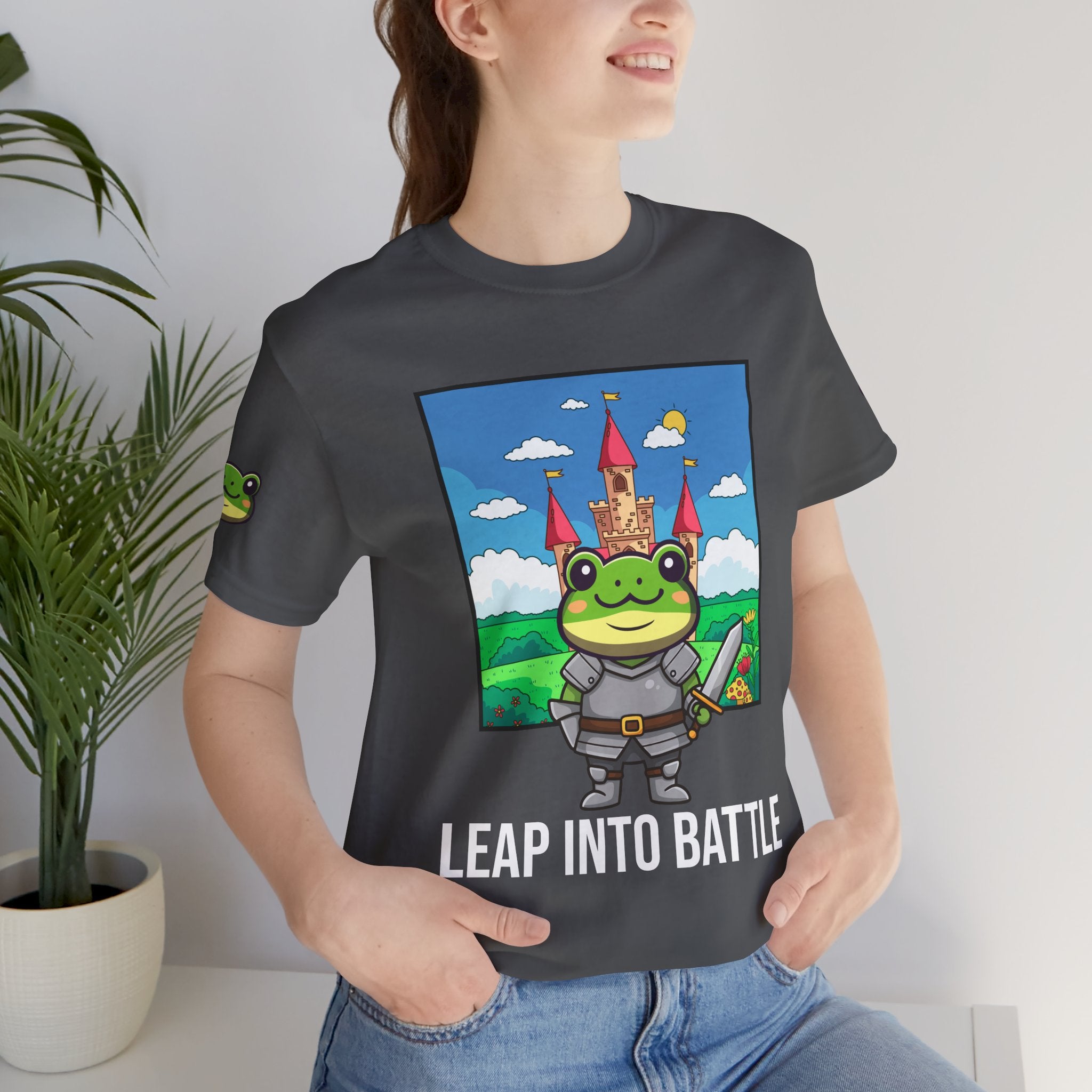 Custom T-Shirt - Knight Frog Castle T-Shirt – Cute Frog Knight Medieval Fantasy Graphic Tee