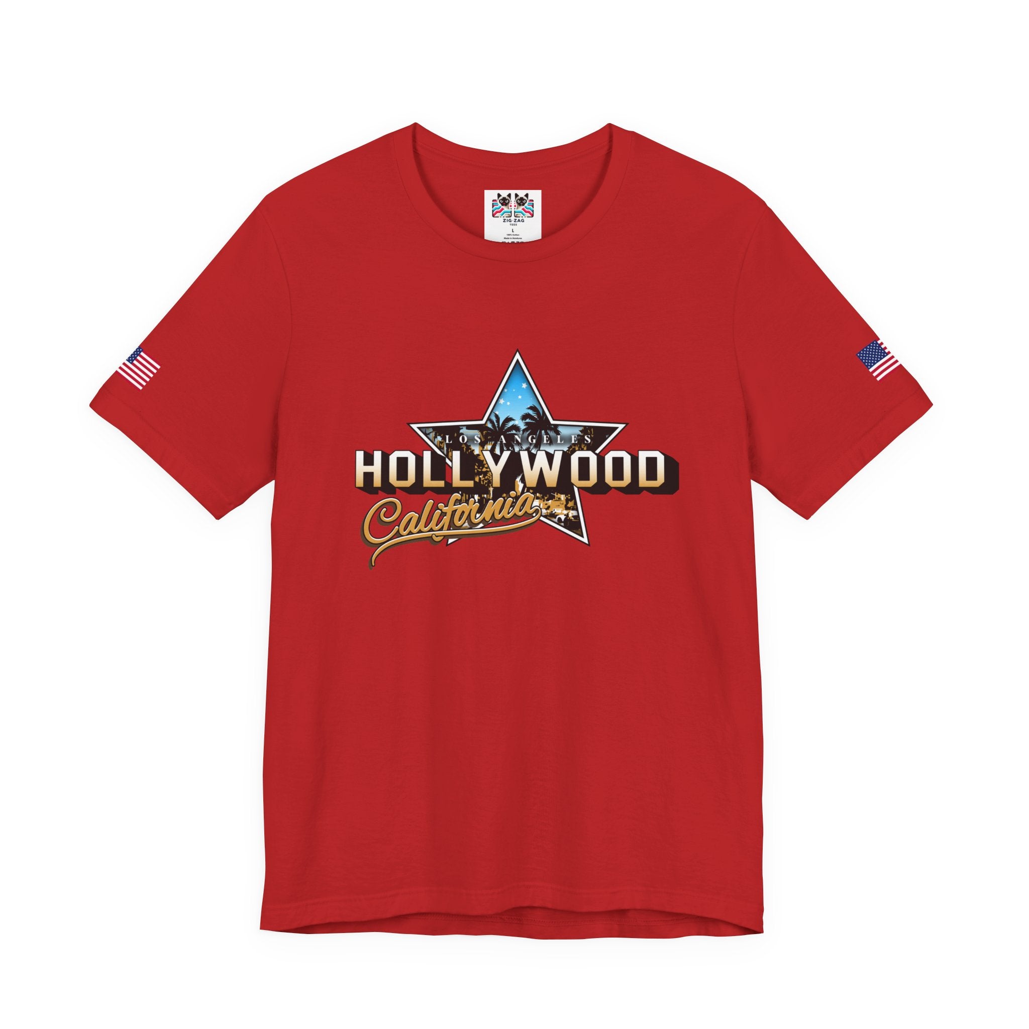 Los Angeles Hollywood California T-Shirt – Star Graphic Palm Tree Night Scene Tee