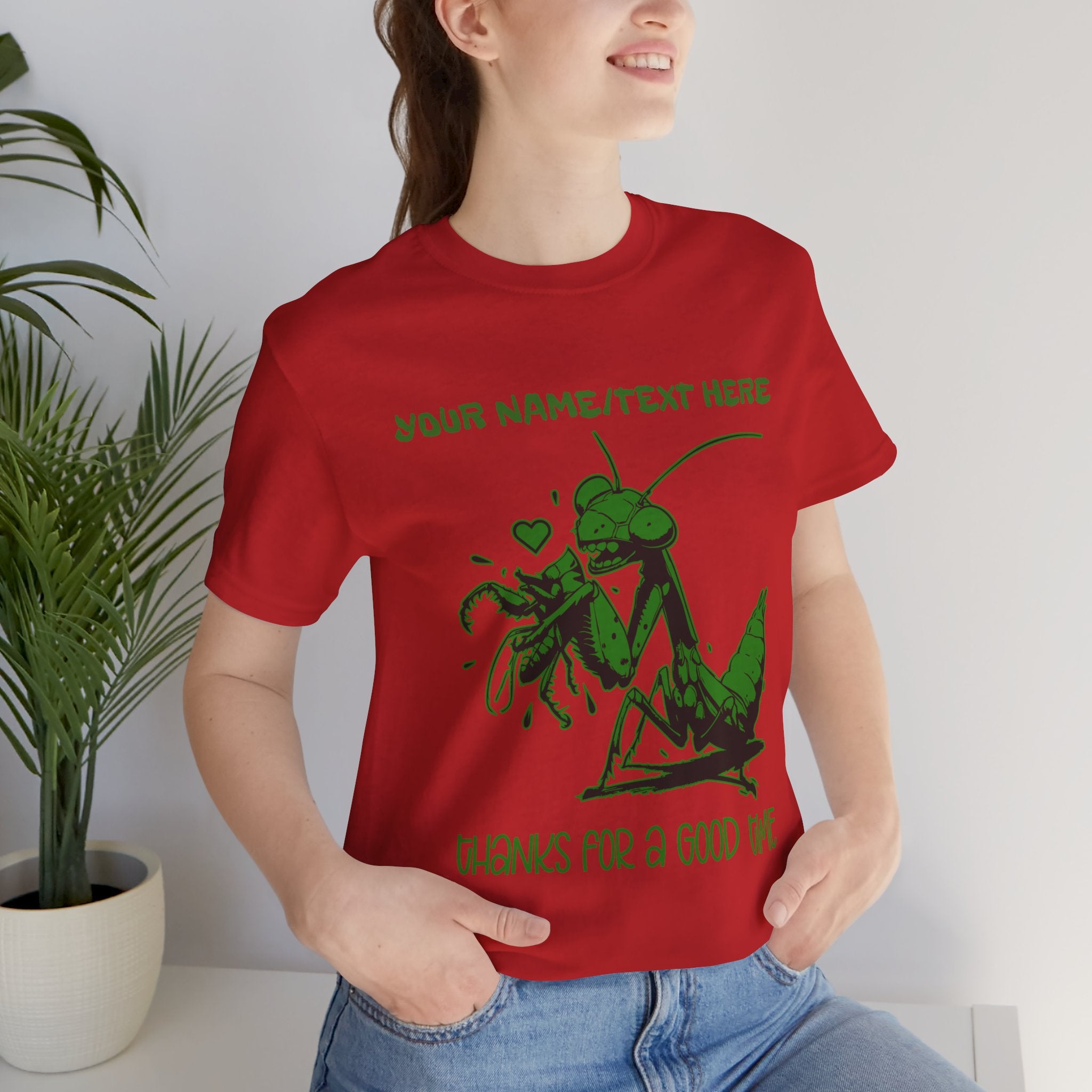 Custom T-Shirt - Thanks for a Good Time T-Shirt – Playful Grasshopper Eating Male Graphic Tee