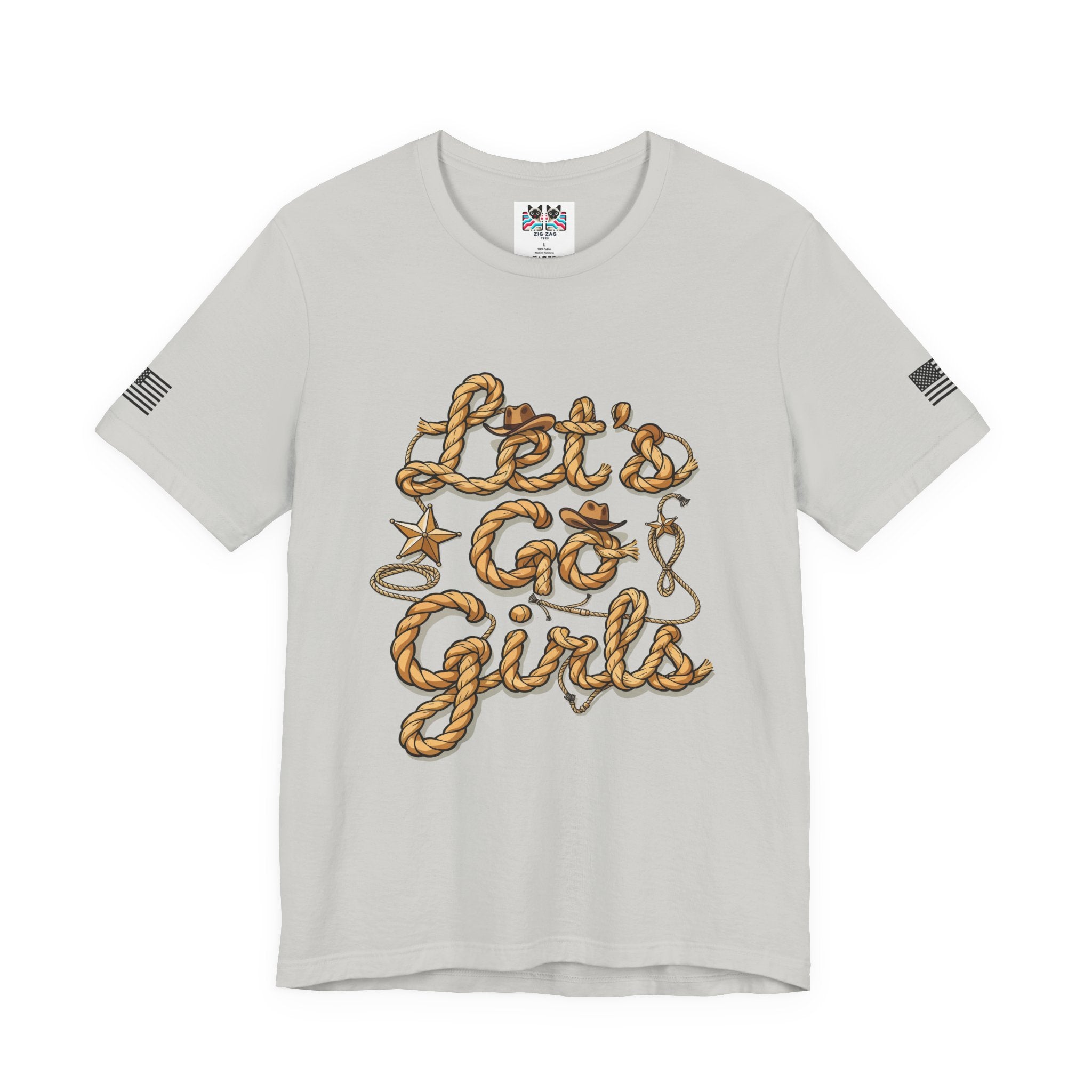 Let's Go Girls T-Shirt – Western Rope Lasso Typography Cowboy Hat Star Graphic Tee
