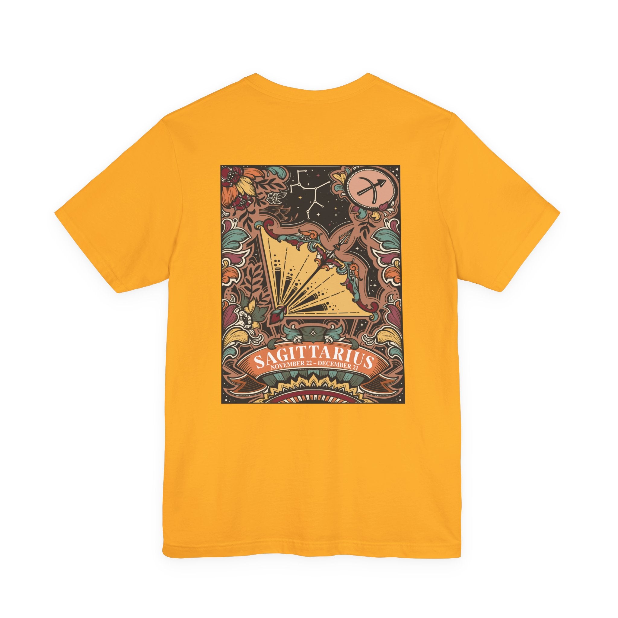 Sagittarius Zodiac T-Shirt – Constellation and Abstract Floral Design