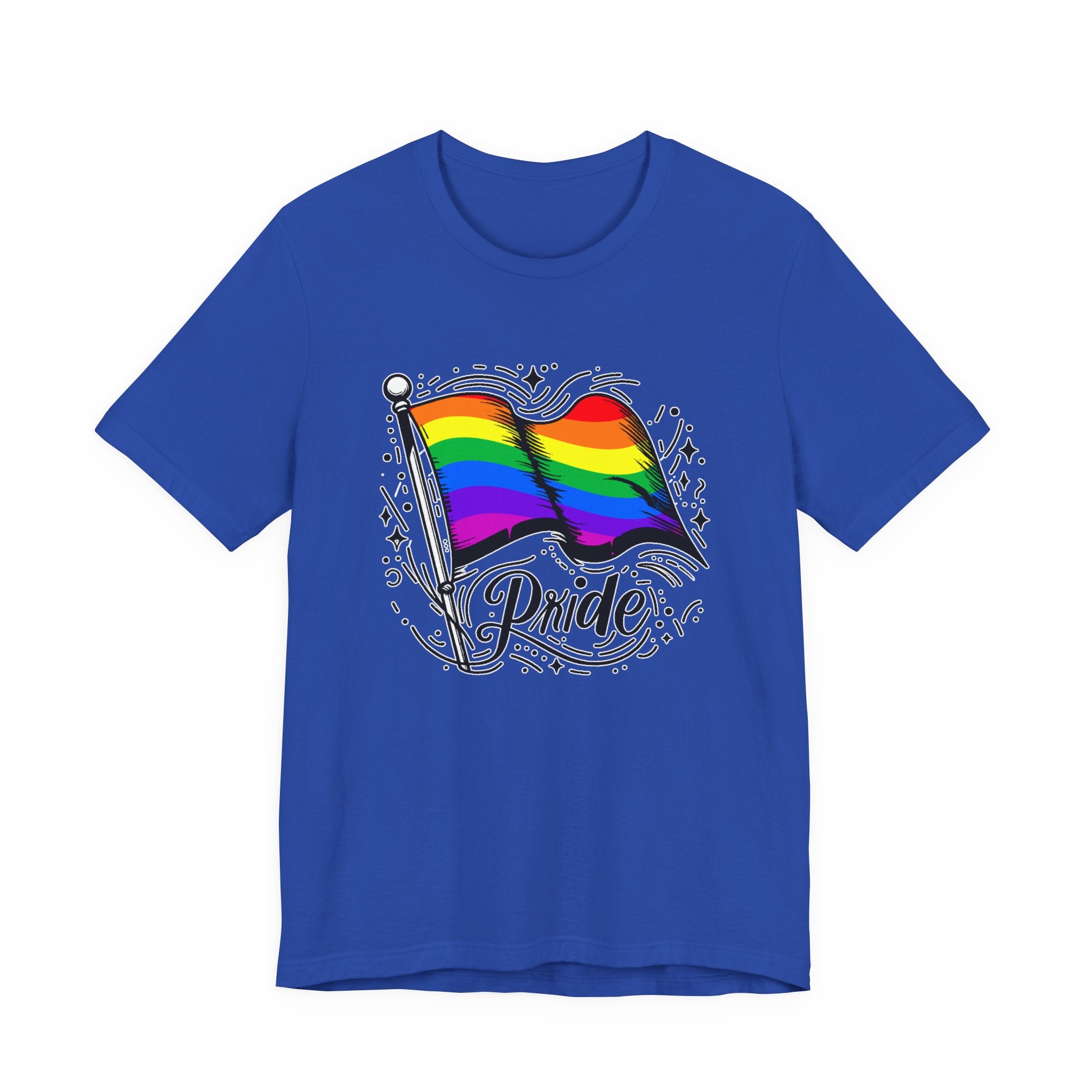 Pride Without Prejudice – Colorful Flag with Lines, Dots & Symbols Graphic T-Shirt