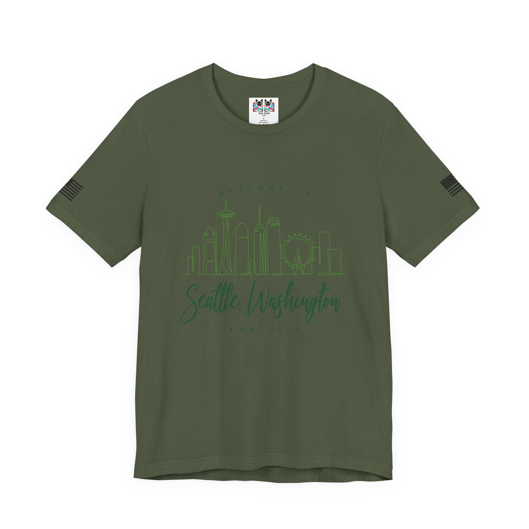 Welcome to Seattle Washington Minimalist Skyline T-Shirt | Seattle EST 1851 Line Art Tee | Pacific Northwest Gift
