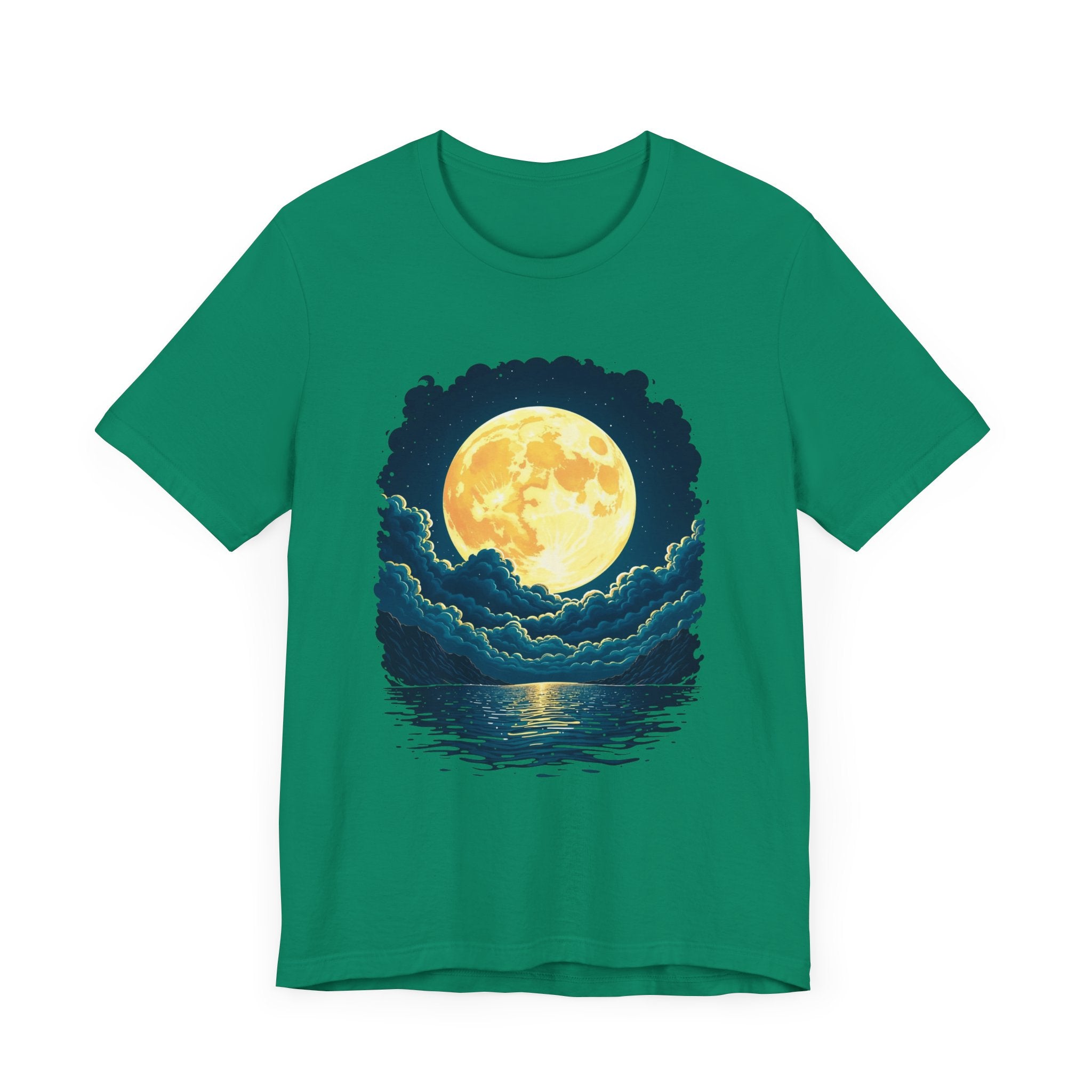 Full Moon Over Water T-Shirt – Night Sky and Clouds Graphic Tee