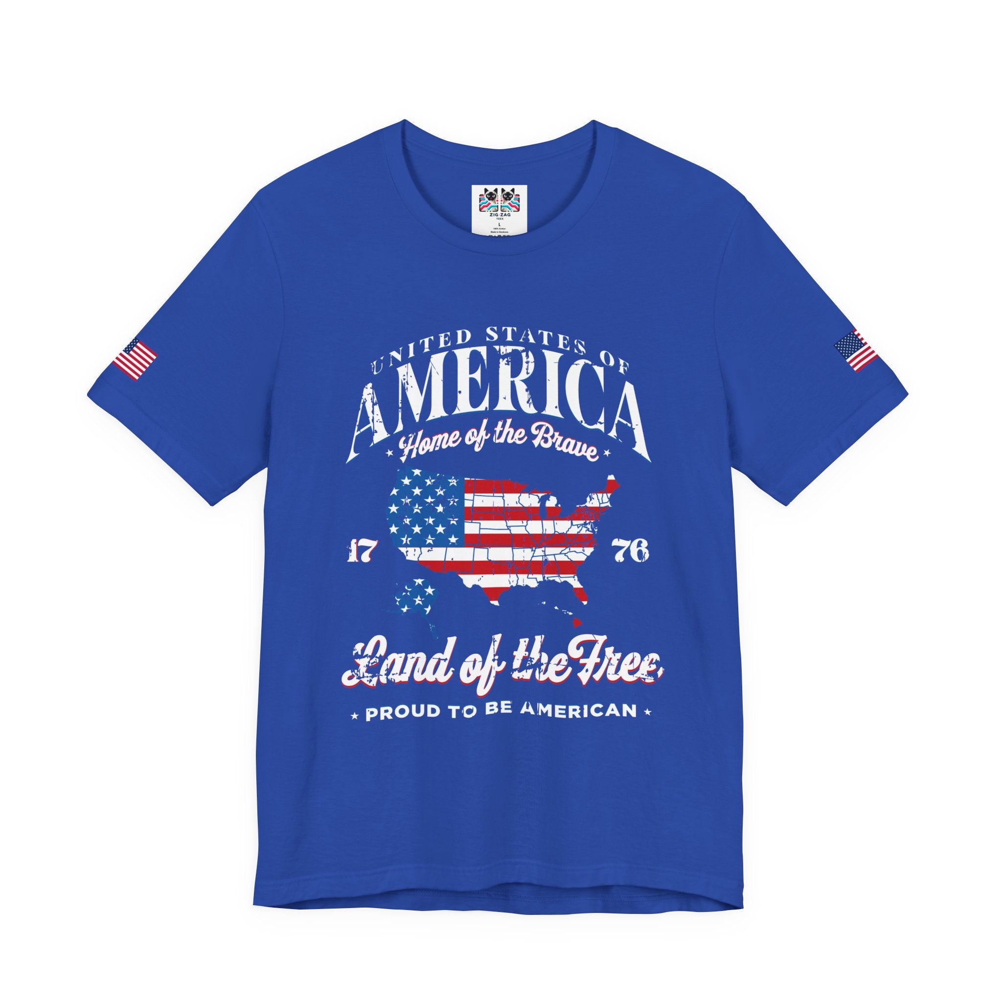 America Home of the Brave T-Shirt – USA Map 1776 Vintage Patriotic Graphic Tee