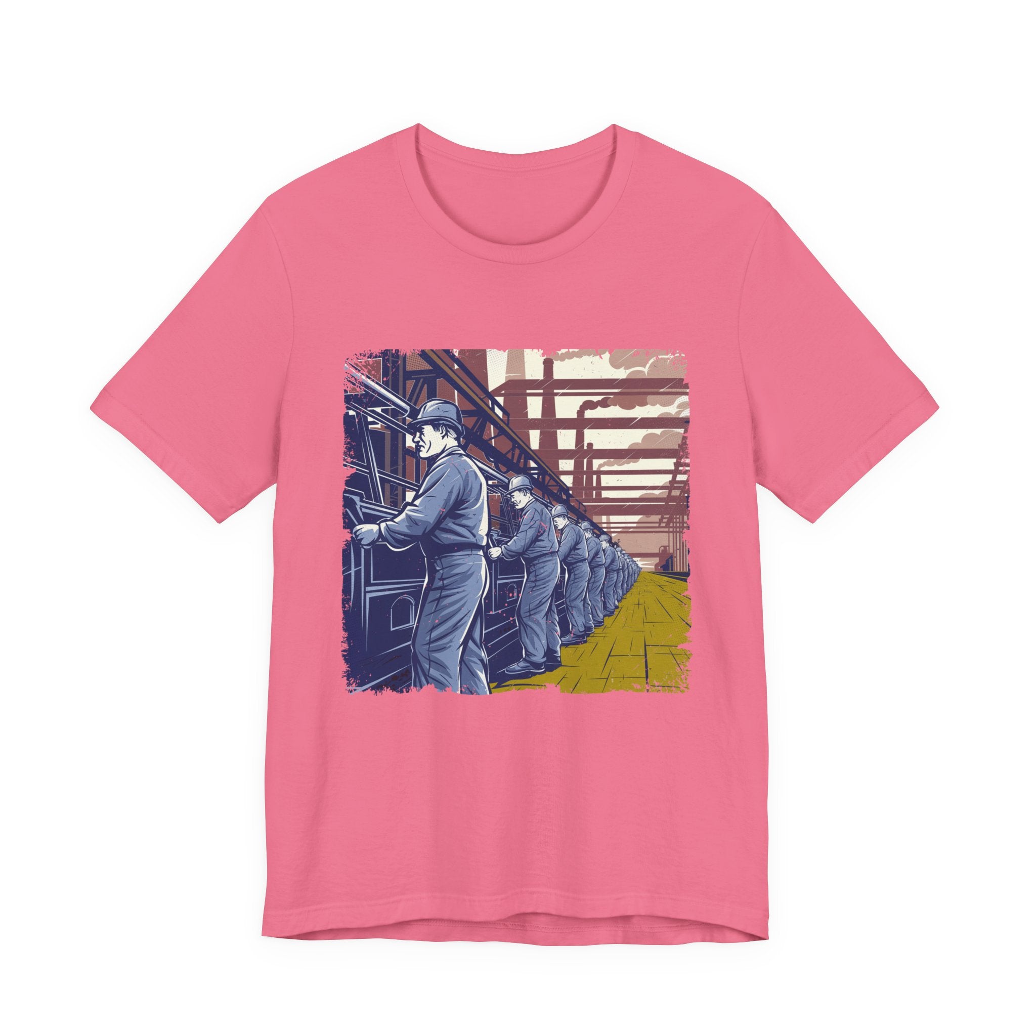 Factory Life, 1800s Edition Tshirt – Assembly Line Workers and Historic Factory Scene