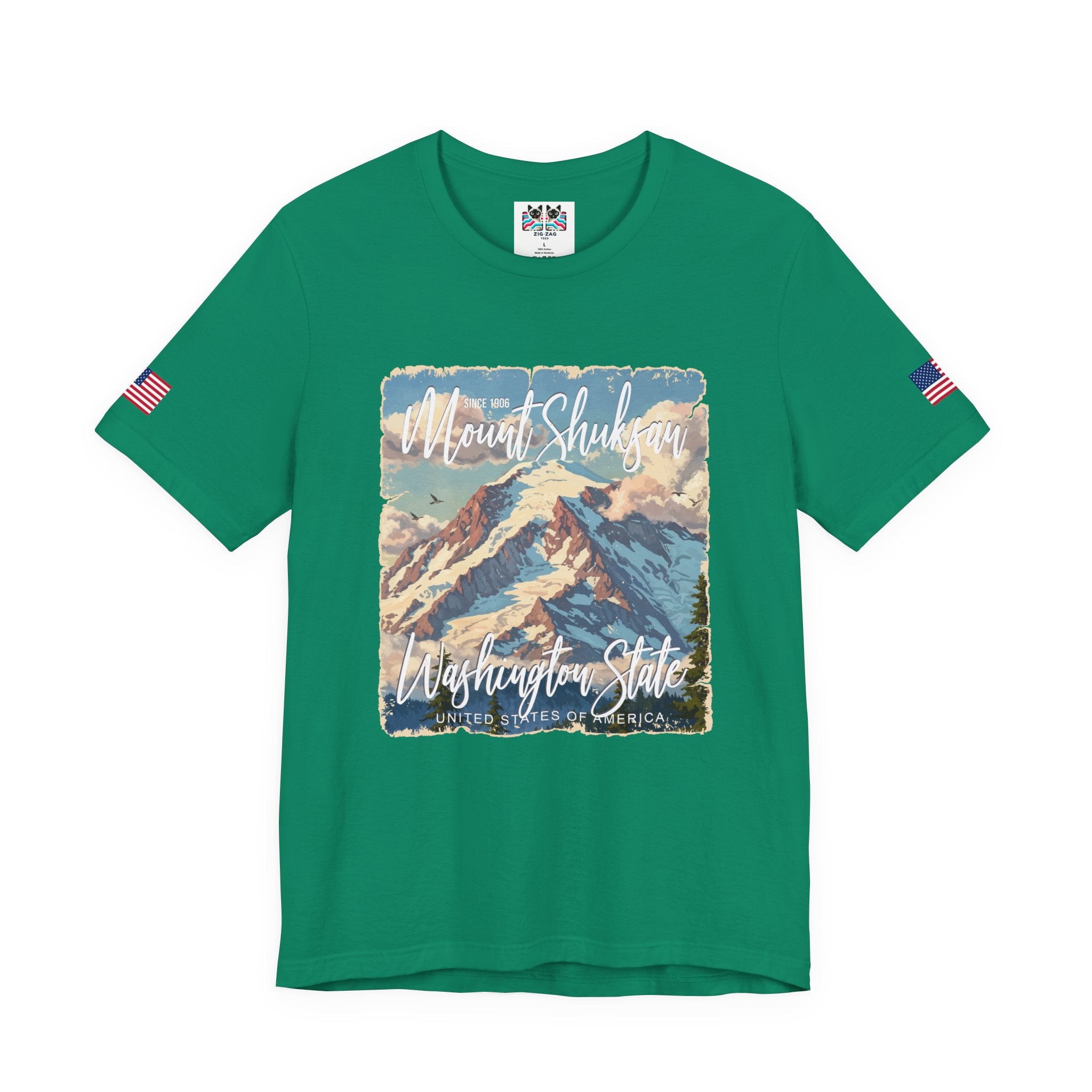 Mount Shuksan Washington State Since 1906 Vintage Travel Poster T-Shirt | North Cascades Hiking Tee | PNW Mountain Shirt
