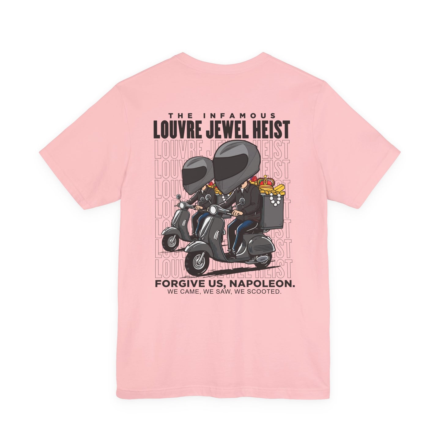The 7 Minutes Louvre Jewel Heist – Napoleon’s Paris Getaway Tee [Black Text]