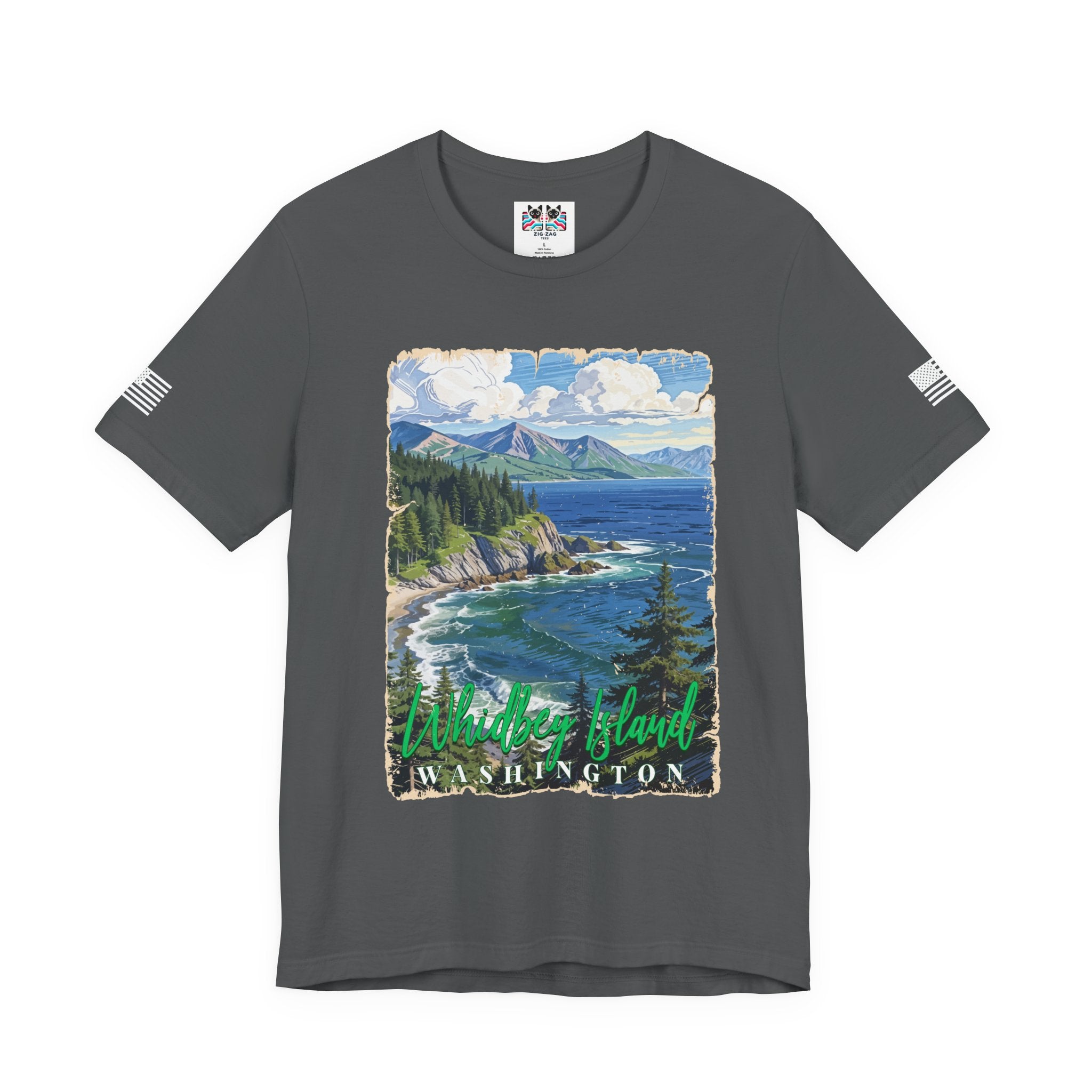 Whidbey Island Washington Vintage Coastal Travel Poster T-Shirt | Pacific Northwest Island Souvenir Tee