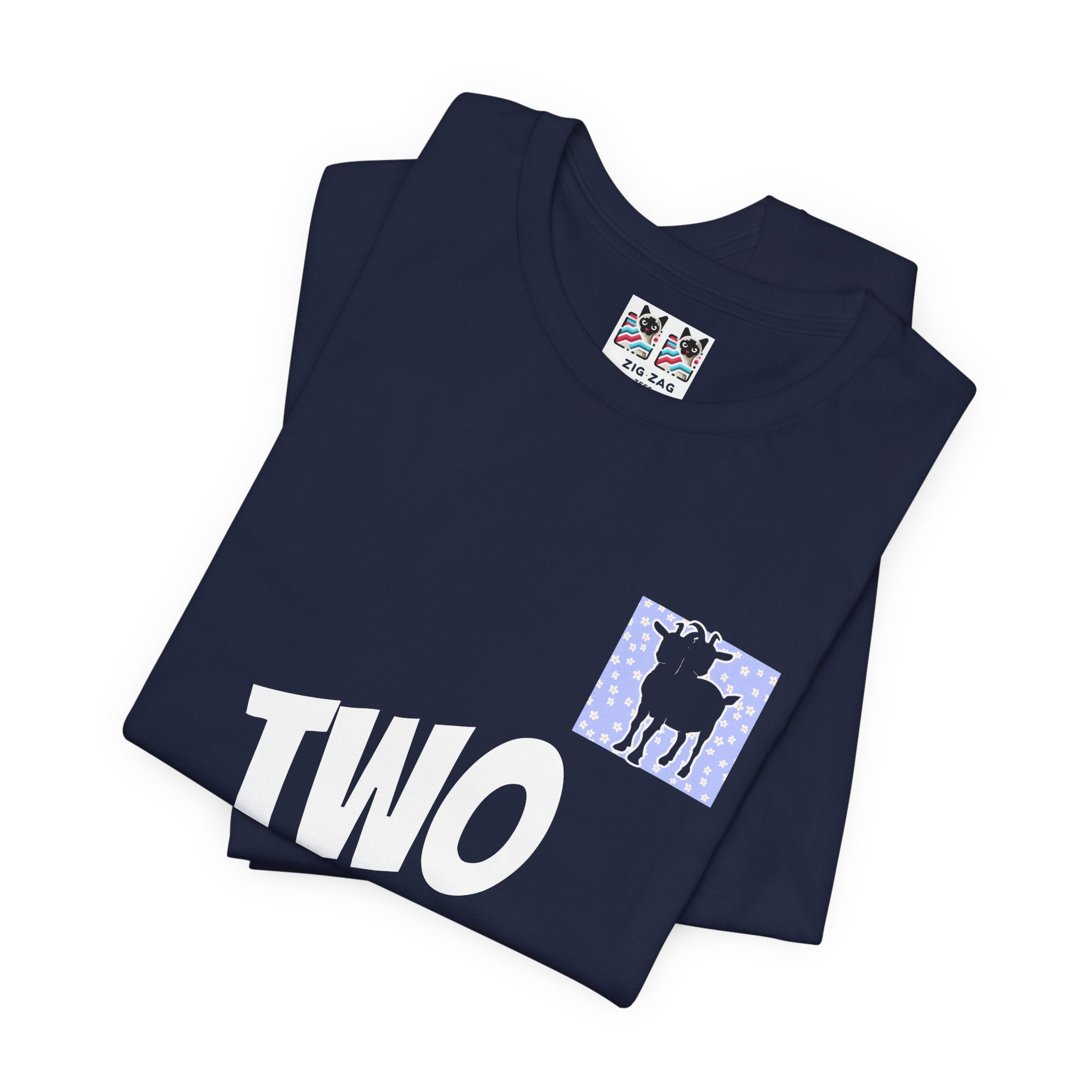 Custom T-Shirt - Double-Headed Goat Outline Graphic T-Shirt