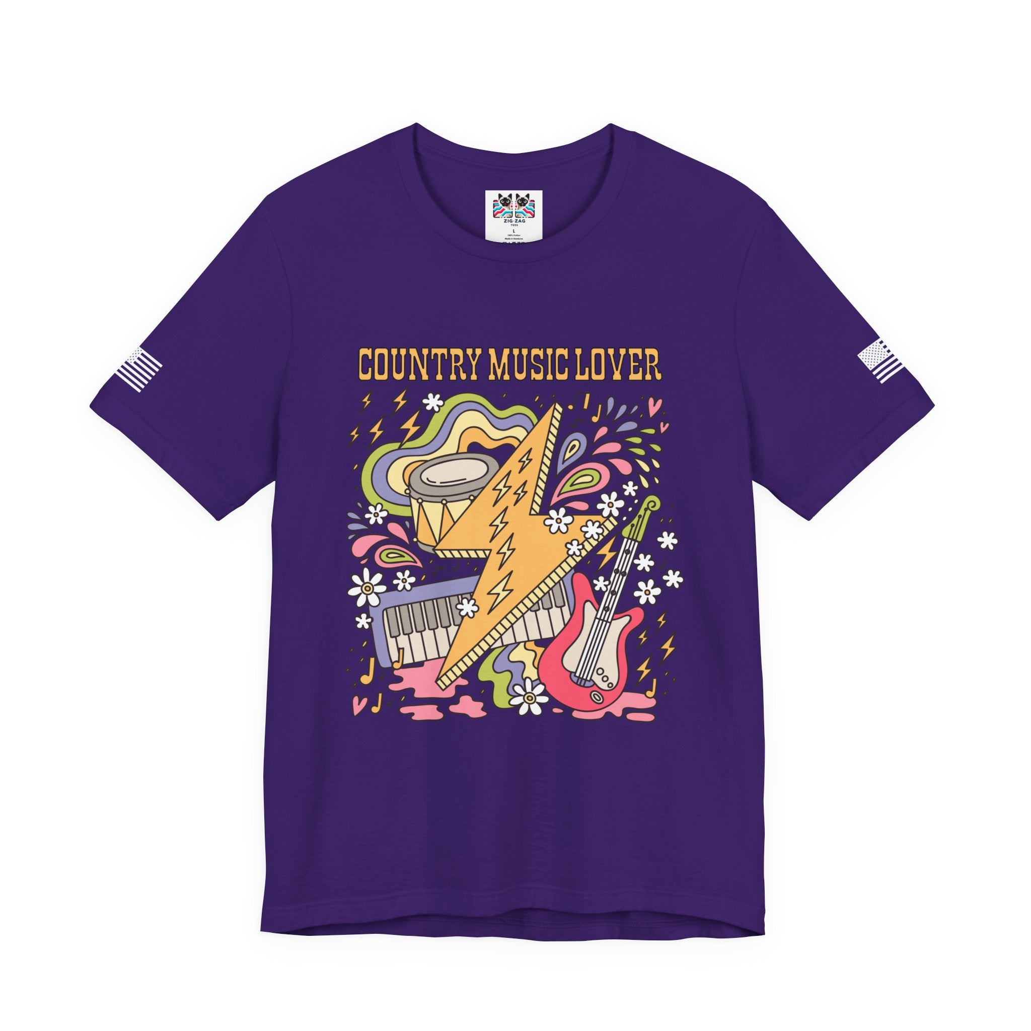 Country Music Lover T-Shirt – Retro Groovy Instruments Graphic Tee