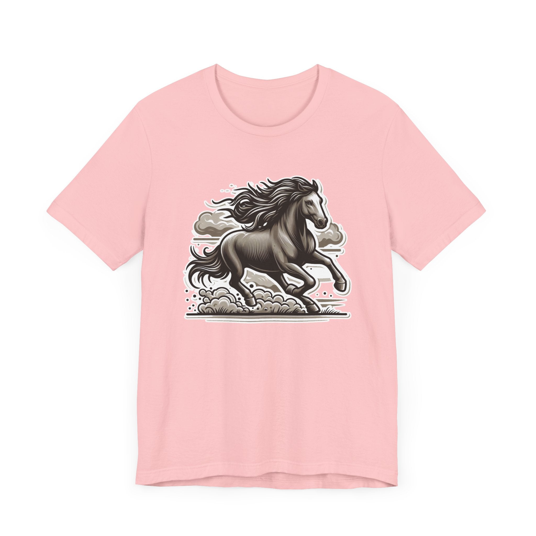 Wild Mustang Running Free with Dust and Dramatic Clouds Graphic T-Shirt