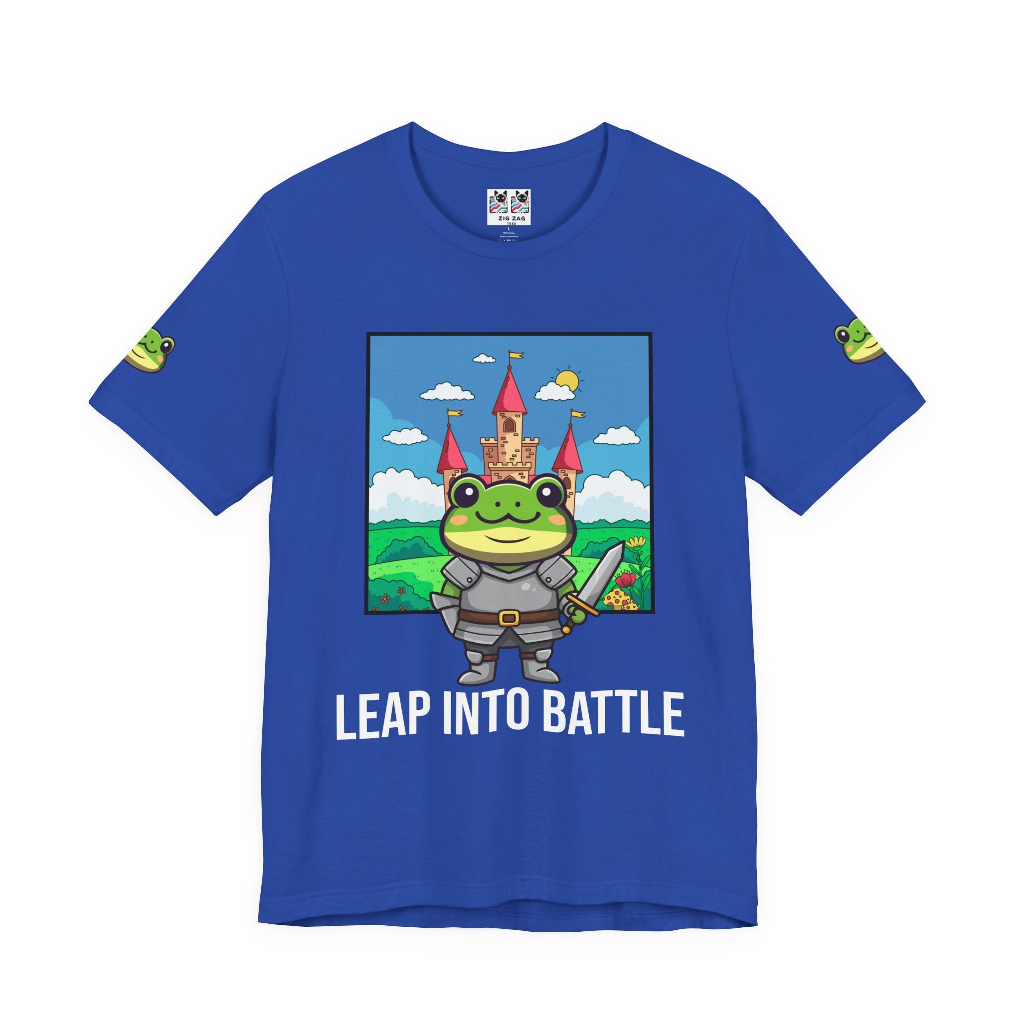 Custom T-Shirt - Knight Frog Castle T-Shirt – Cute Frog Knight Medieval Fantasy Graphic Tee