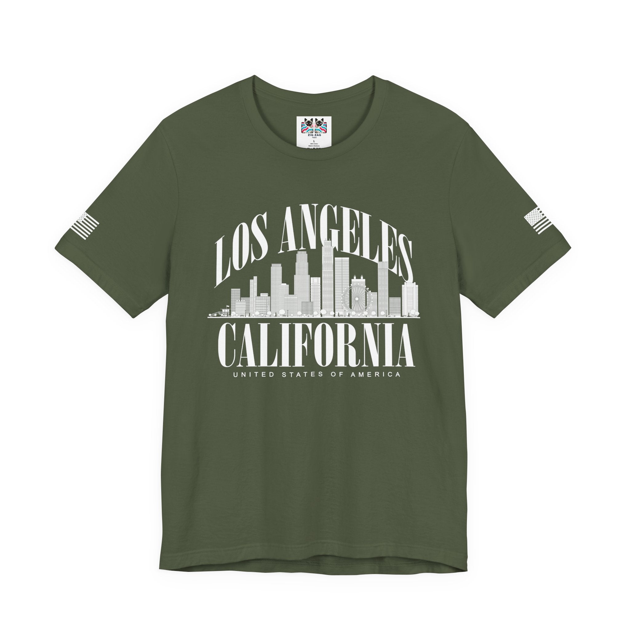 Los Angeles California USA T-Shirt – Arch Typography Skyline United States Tee