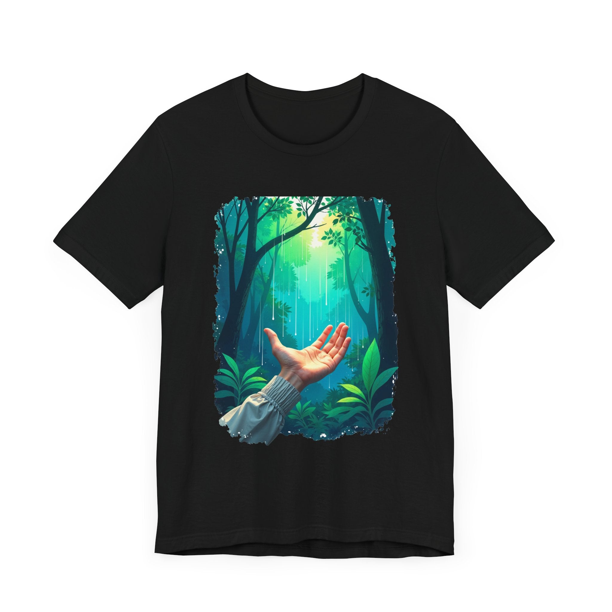 Forest Connection T-Shirt – Hand Reaching for Rain Nature Art