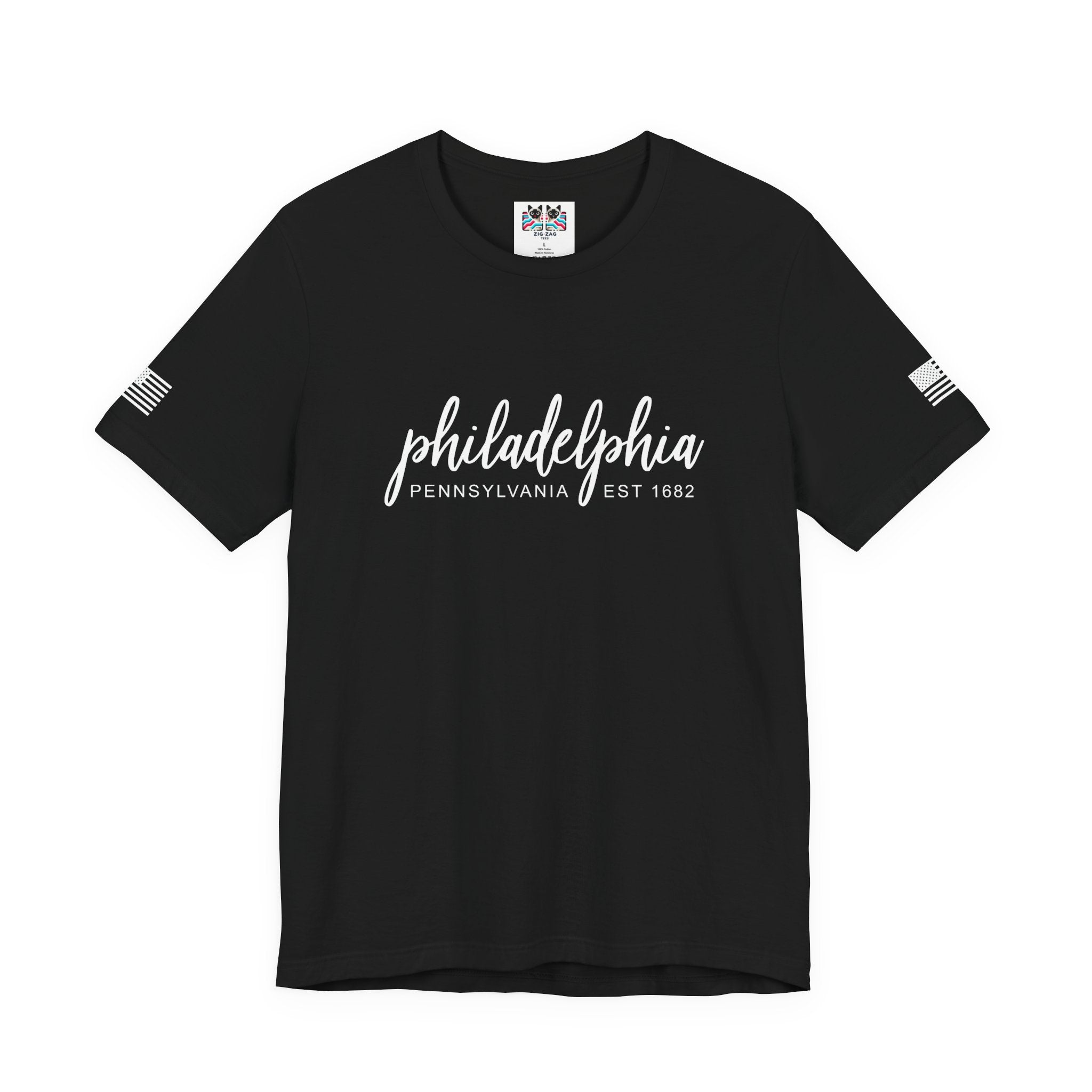 Philadelphia Pennsylvania EST 1682 T-Shirt – Elegant Cursive Script Graphic Tee