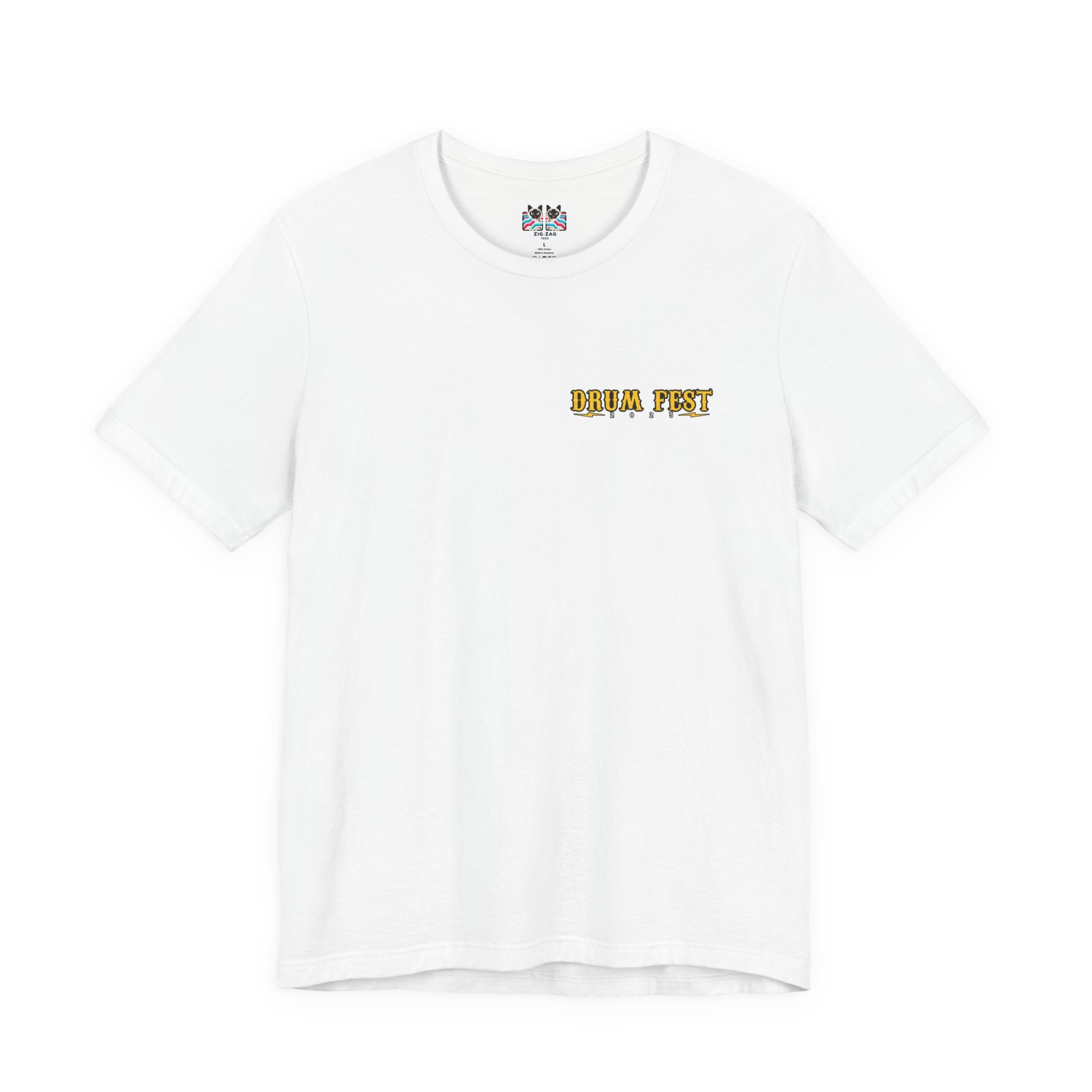 All Bones Drum Fest 2025 T-Shirt – Skeleton Drummer Fiery Rock Design
