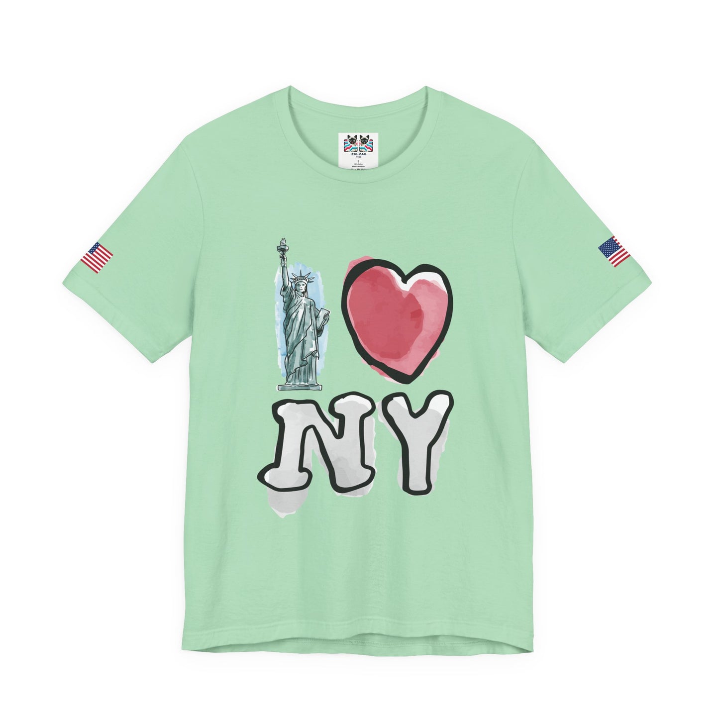 I Love NY T-Shirt - Statue of Liberty Pink Heart Black New York City Design