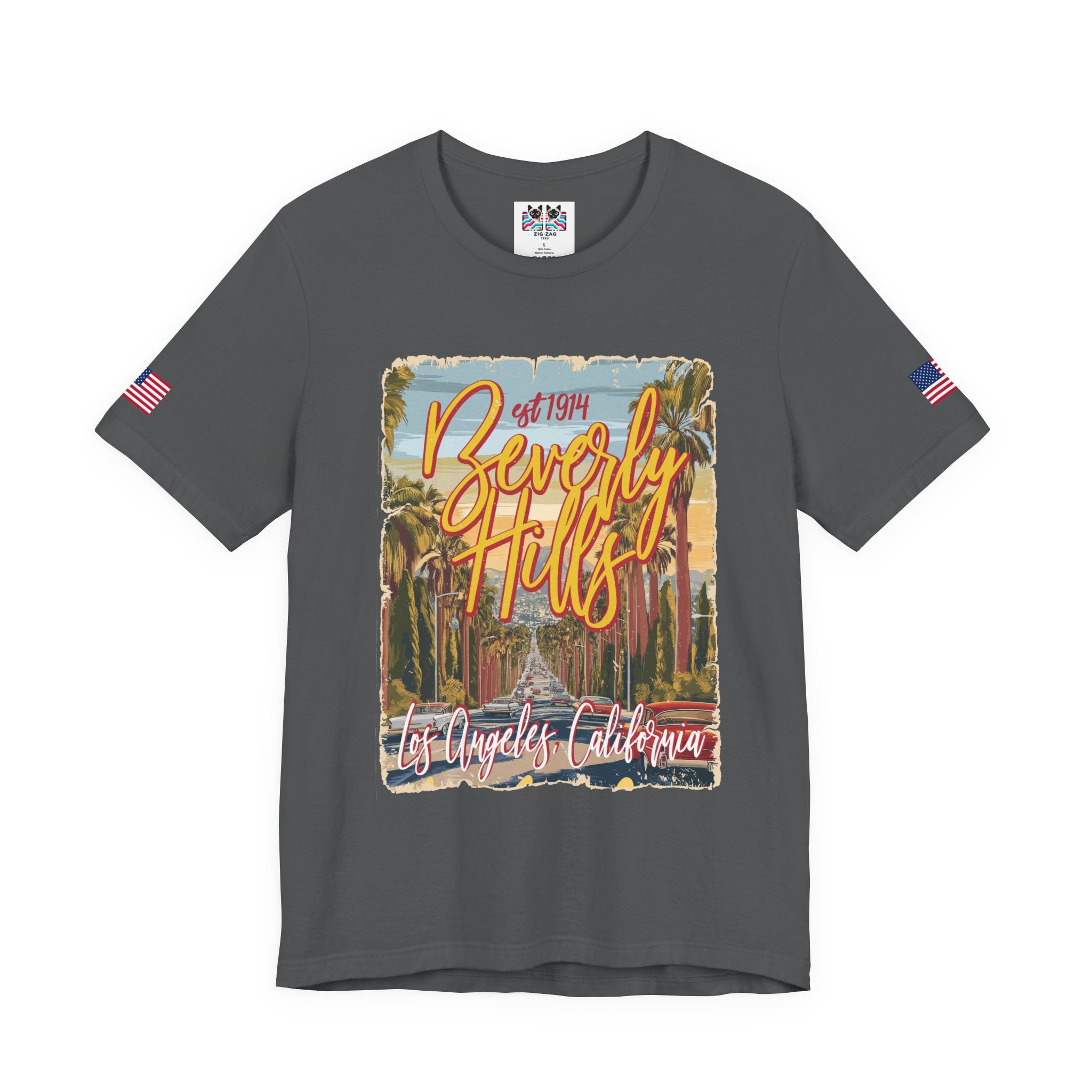 Beverly Hills EST 1914 T-Shirt – Los Angeles California Palm Tree Boulevard Illustrated Tee