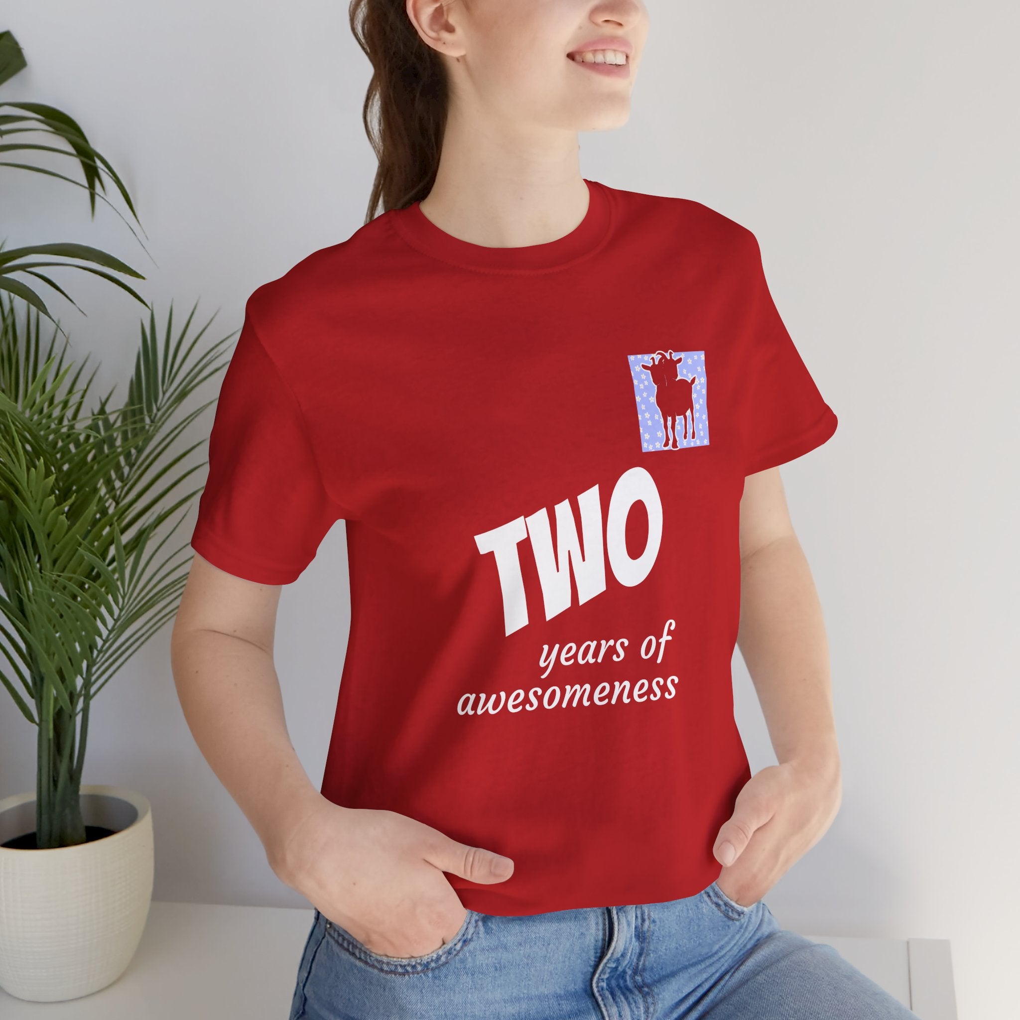 Custom T-Shirt - Double-Headed Goat Outline Graphic T-Shirt