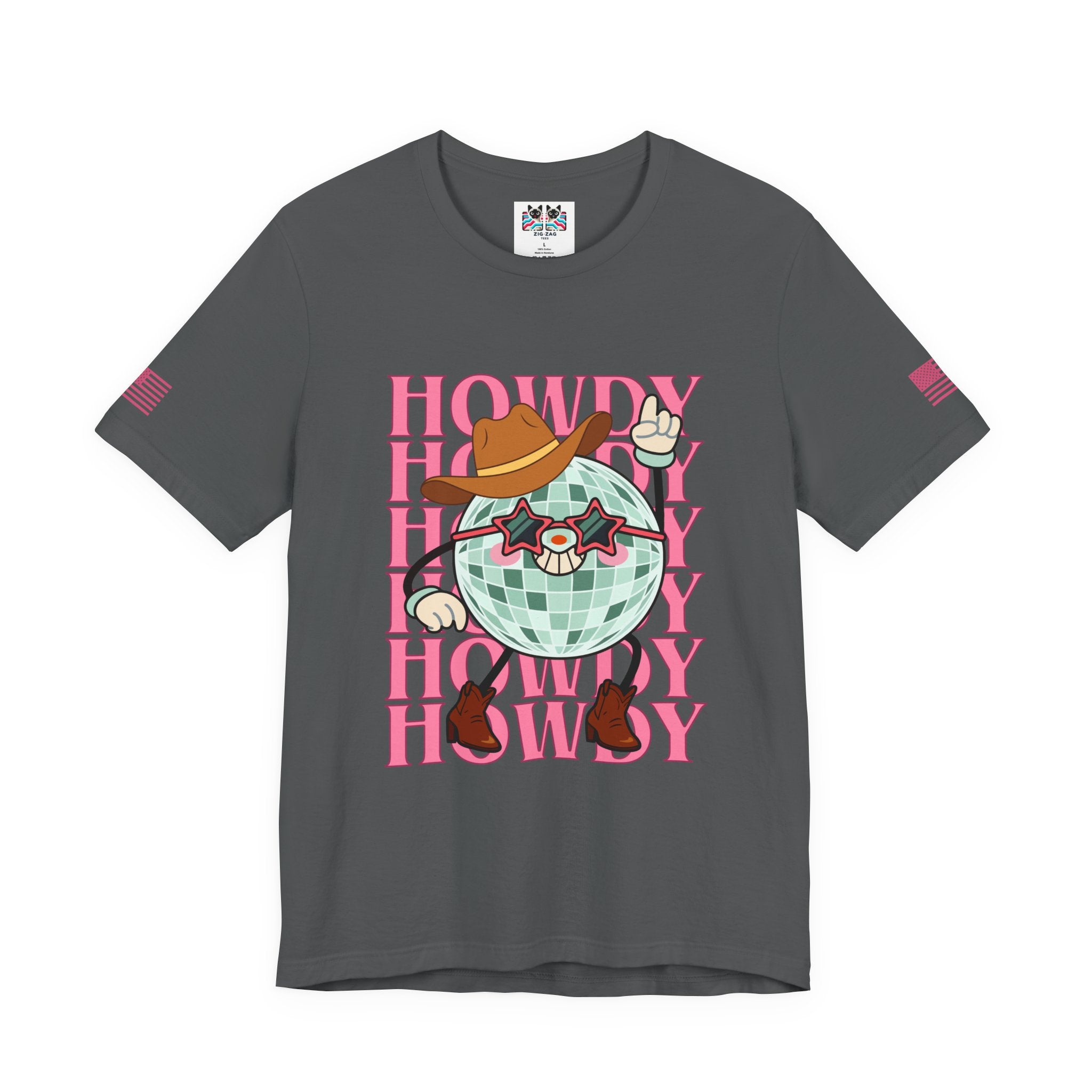 Howdy T-Shirt – Disco Ball Cowboy Repeat Typography Graphic Tee