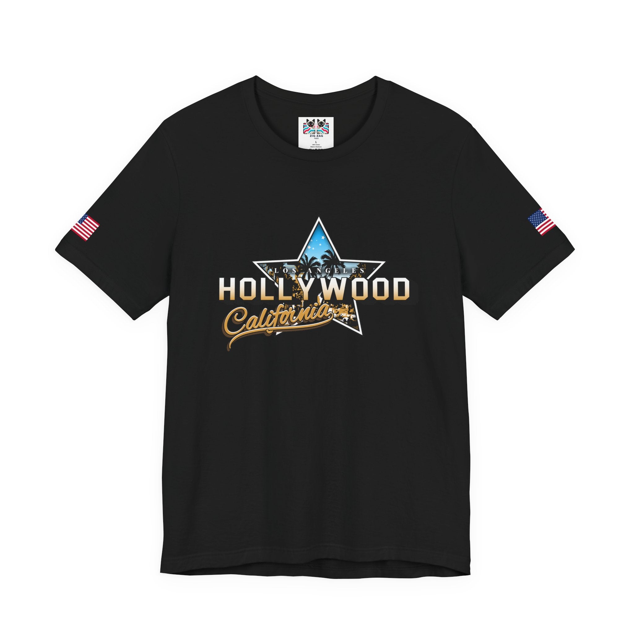 Los Angeles Hollywood California T-Shirt – Star Graphic Palm Tree Night Scene Tee