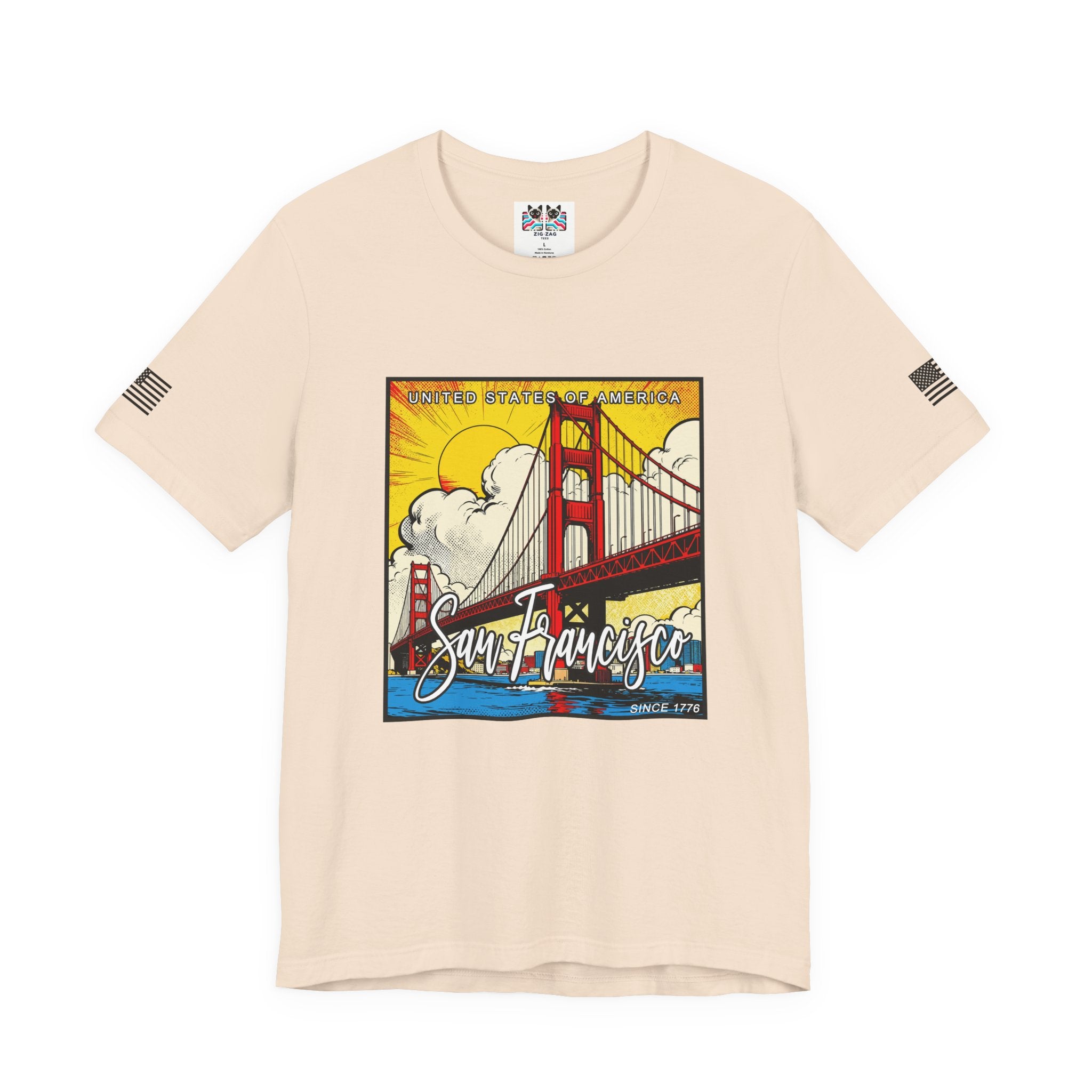 San Francisco Since 1776 T-Shirt – United States of America Comic Pop Art Golden Gate Bridge Graphic Tee