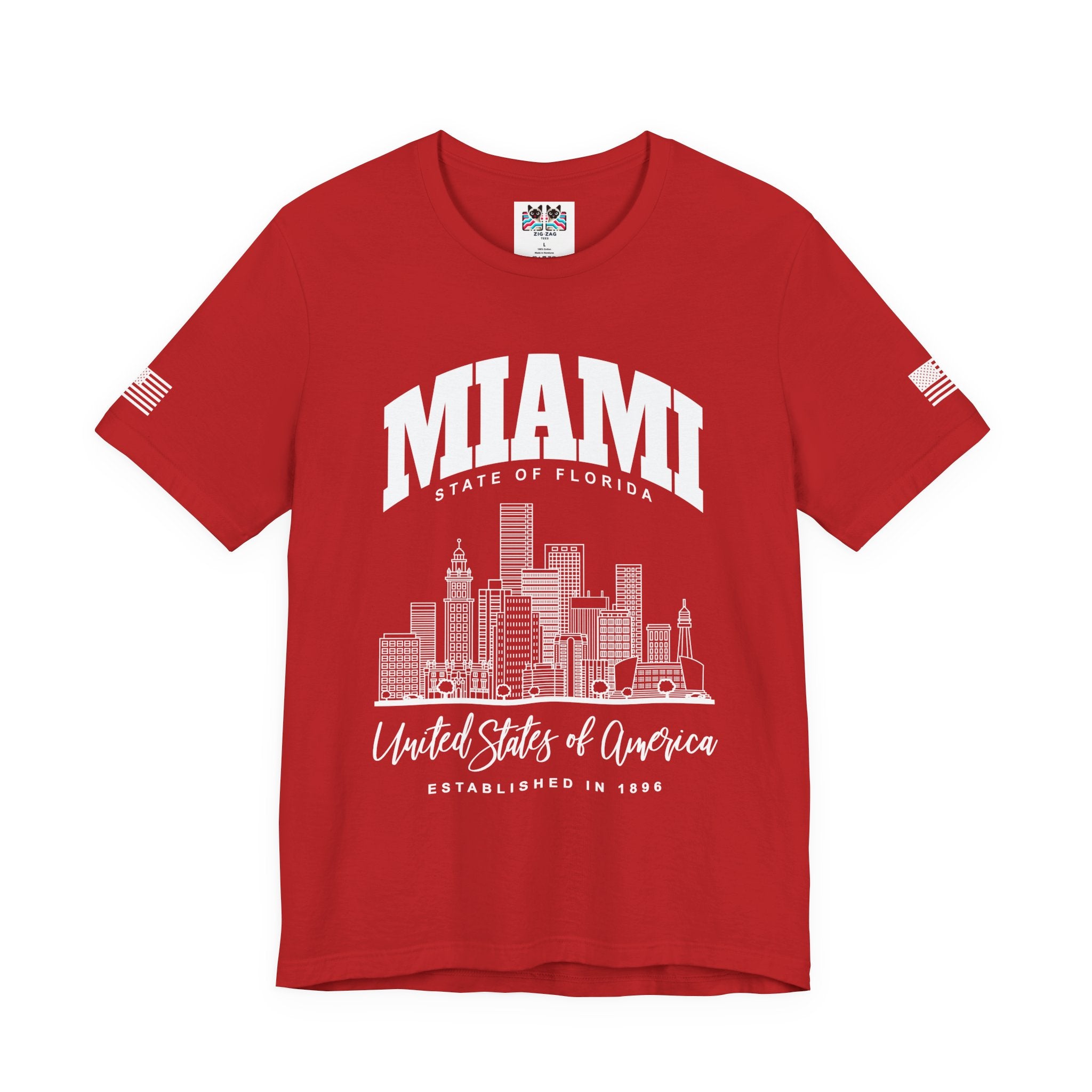 Miami State of Florida USA T-Shirt – Arch Skyline Established 1896 Graphic Tee