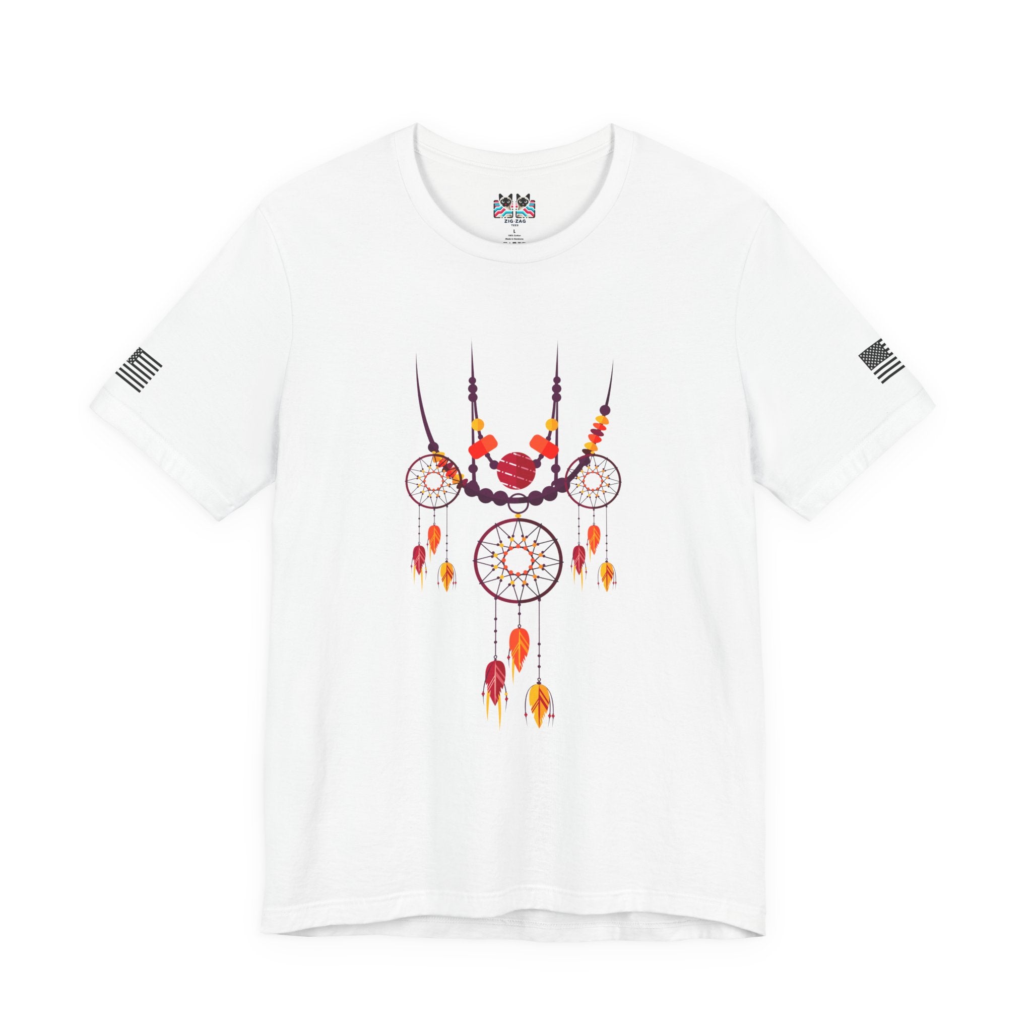 Triple Dream Catcher Necklace T-Shirt – Boho Native American Inspired Feather Tee