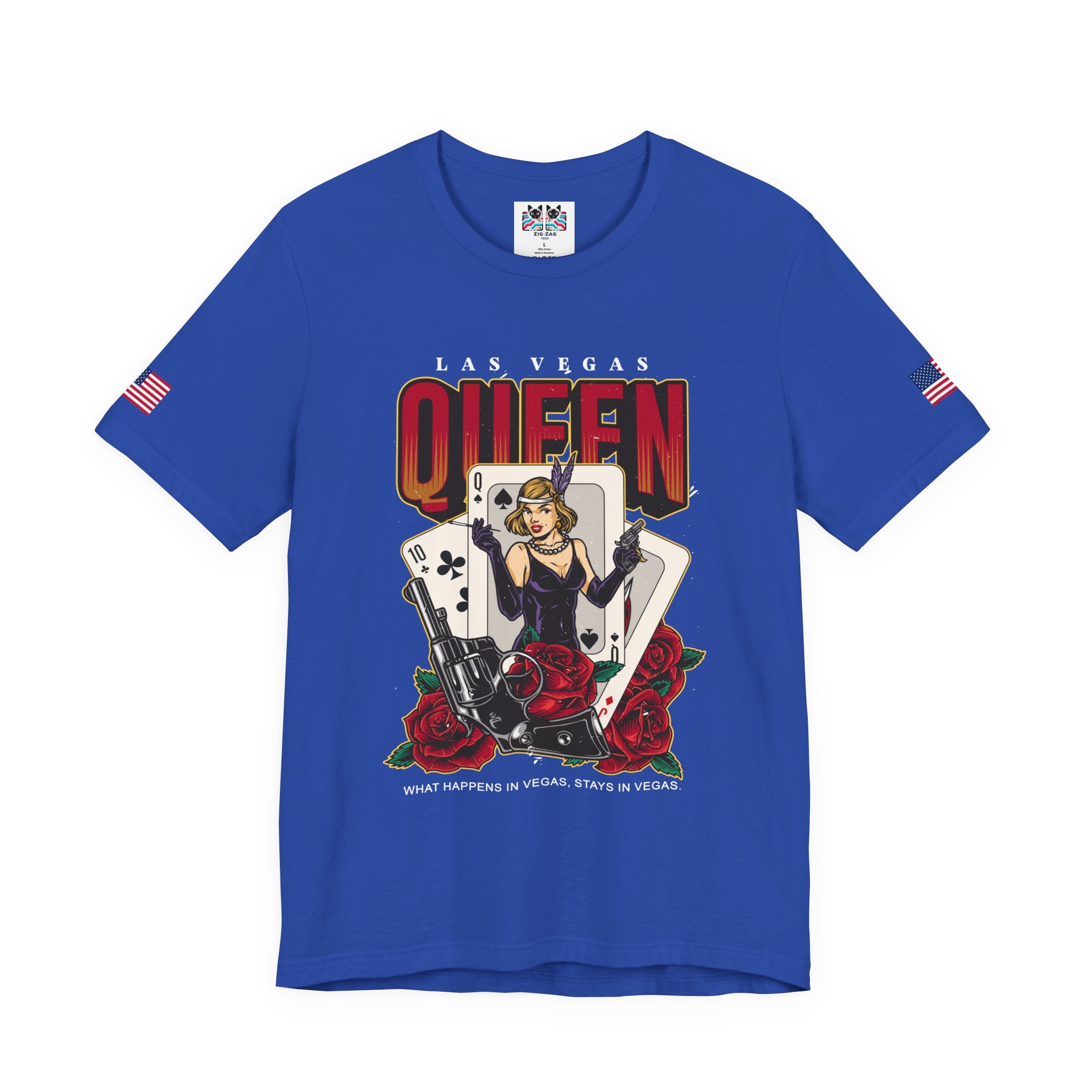 Las Vegas Queen T-Shirt – Gangster Queen of Spades Casino Roses Graphic Tee