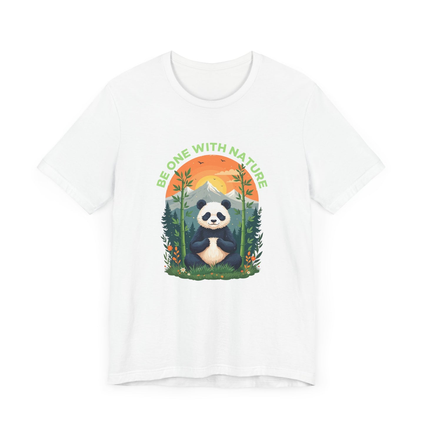 Be One with Nature – Calm Panda in Sunset Meadow Graphic T-Shirt
