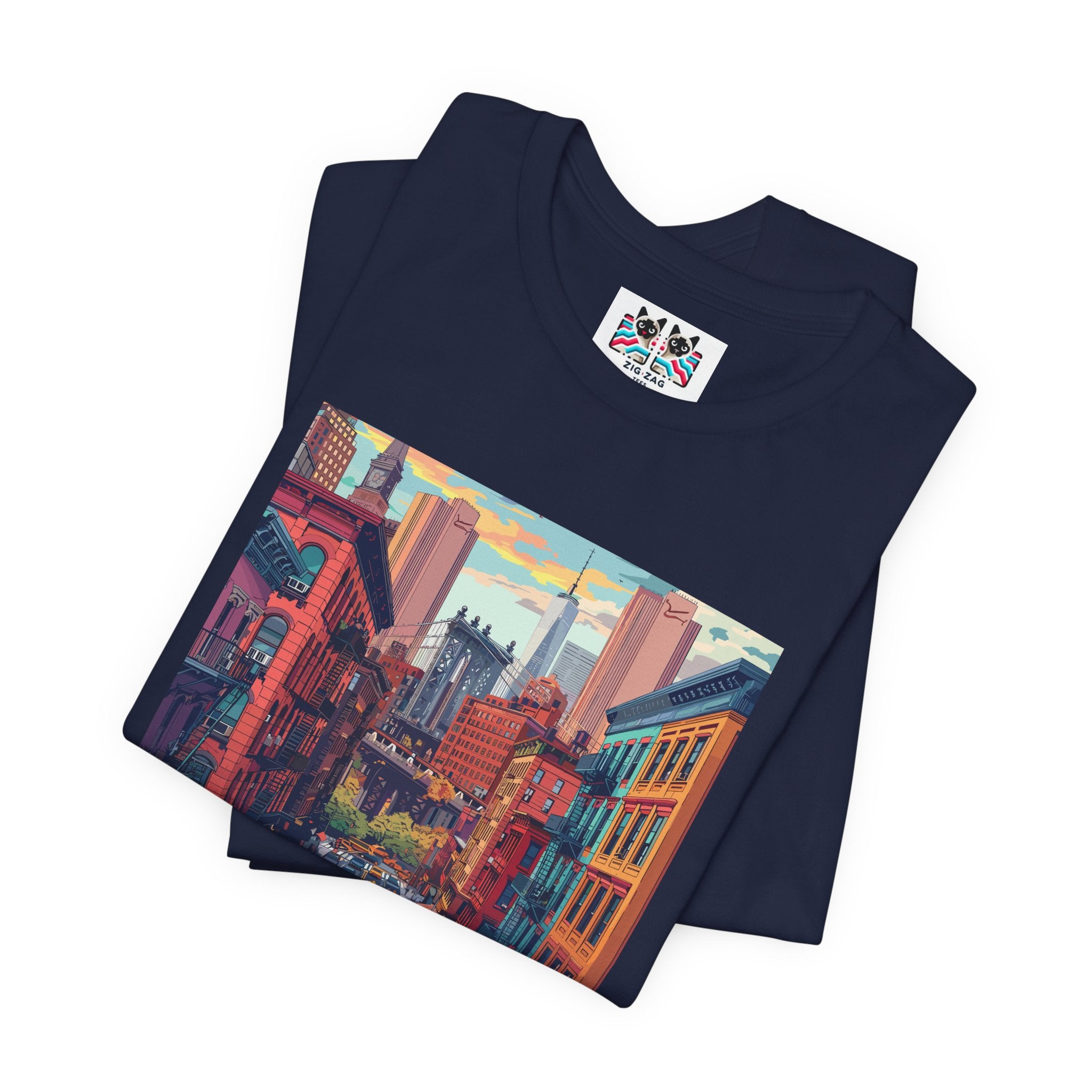 Brooklyn Bridge NYC T-Shirt - Vintage Street Scene Manhattan Bridge 1869 New York