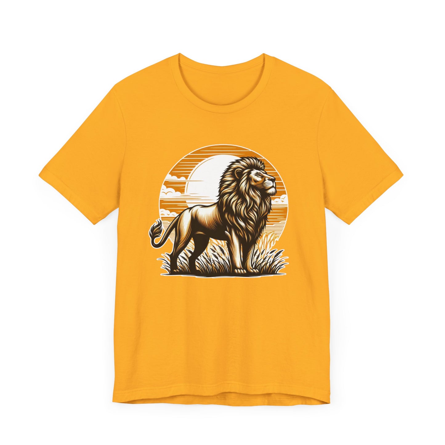 King of the Wild Majestic Male Lion Watching Territory with Sunrise Graphic T-Shirt