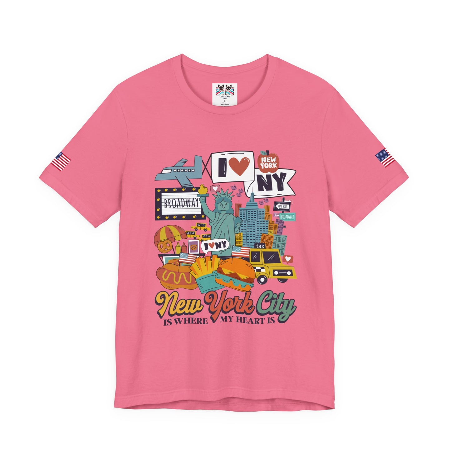 New York City Is Where My Heart Is T-Shirt - Cute NYC Icons Colorful Tourist Design