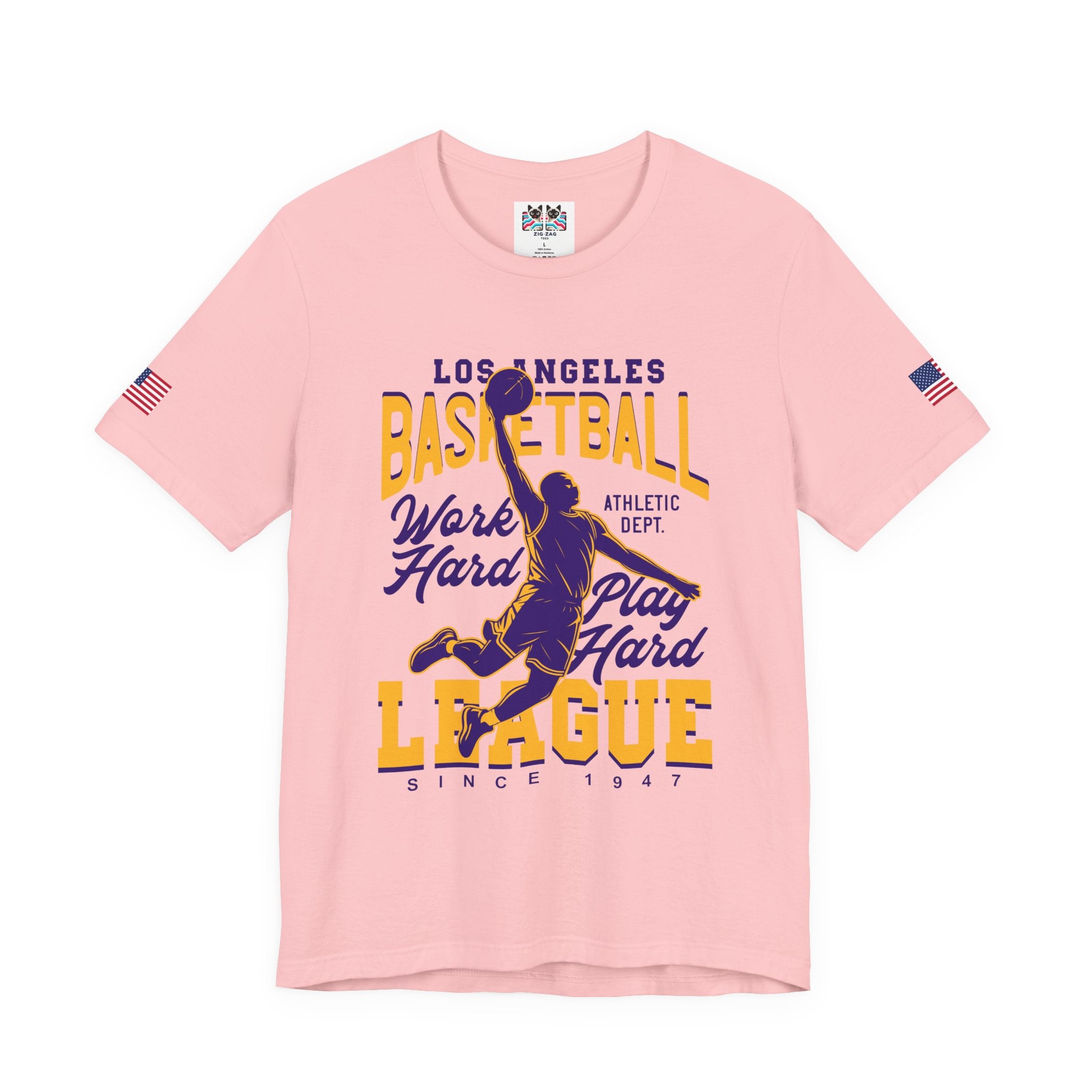 Los Angeles Basketball League T-Shirt – Work Hard Play Hard Athletic Dept Since 1947 Tee