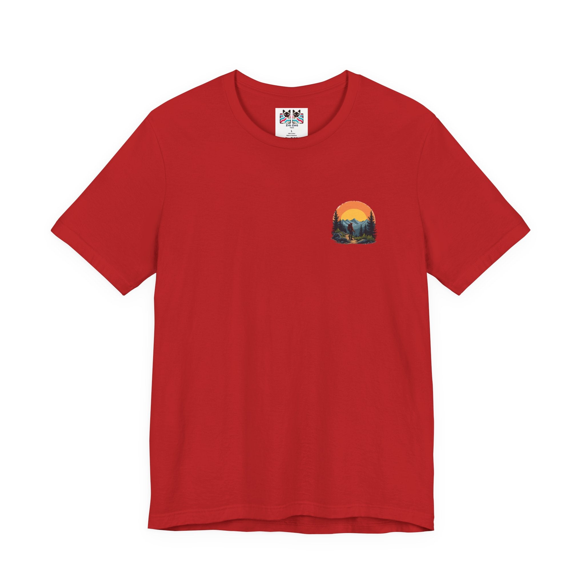 Adventure Seeker Nature Lover T-Shirt – Hiker on Mountain Edge Graphic